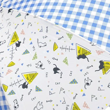 a.s.s.a Folding Umbrella with storage bag - Blue Cat & Fish - Image 2