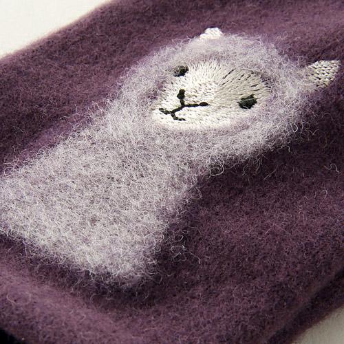 Alpaca Pattern Embroidery Gloves - Purple - Image 2