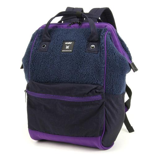 anello® Faux Fur Backpack Navy Blue - Image 2