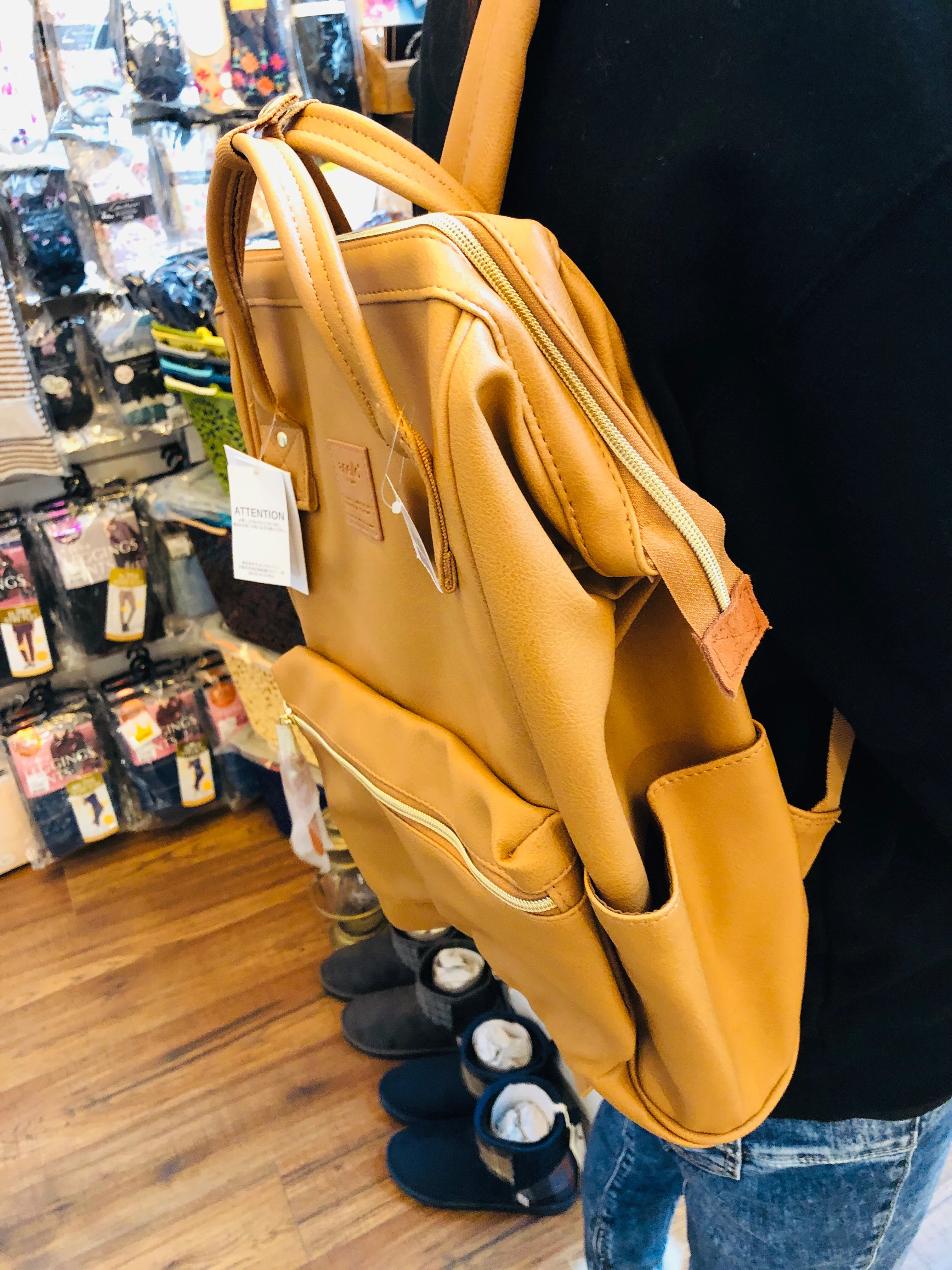 anello® Japan Synthetic Leather Mouthpiece Backpack - Brown AT-B1211 - Image 7