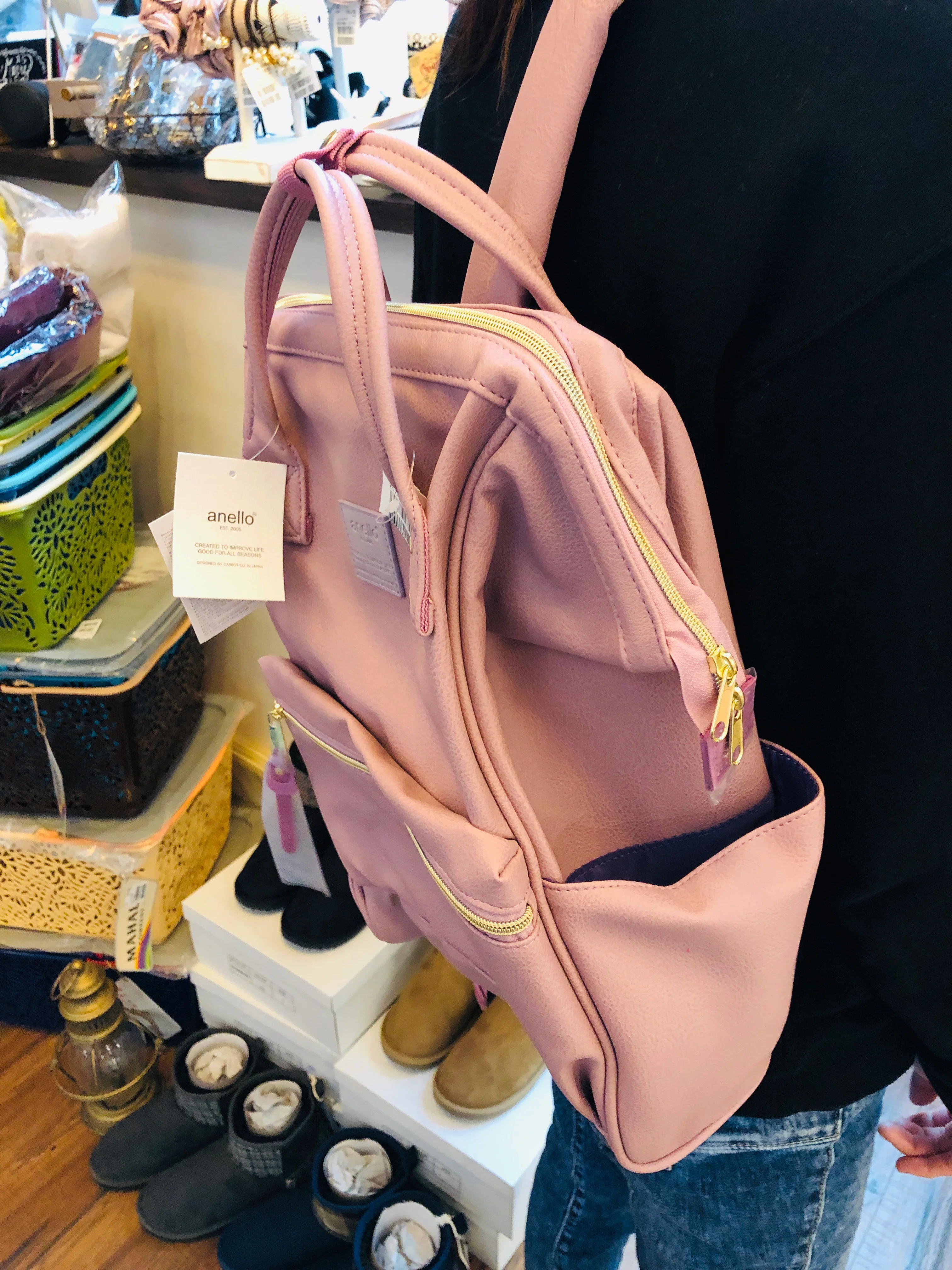 anello® Japan Synthetic Leather Mouthpiece Backpack - Lavender AT-B1211 - Image 6