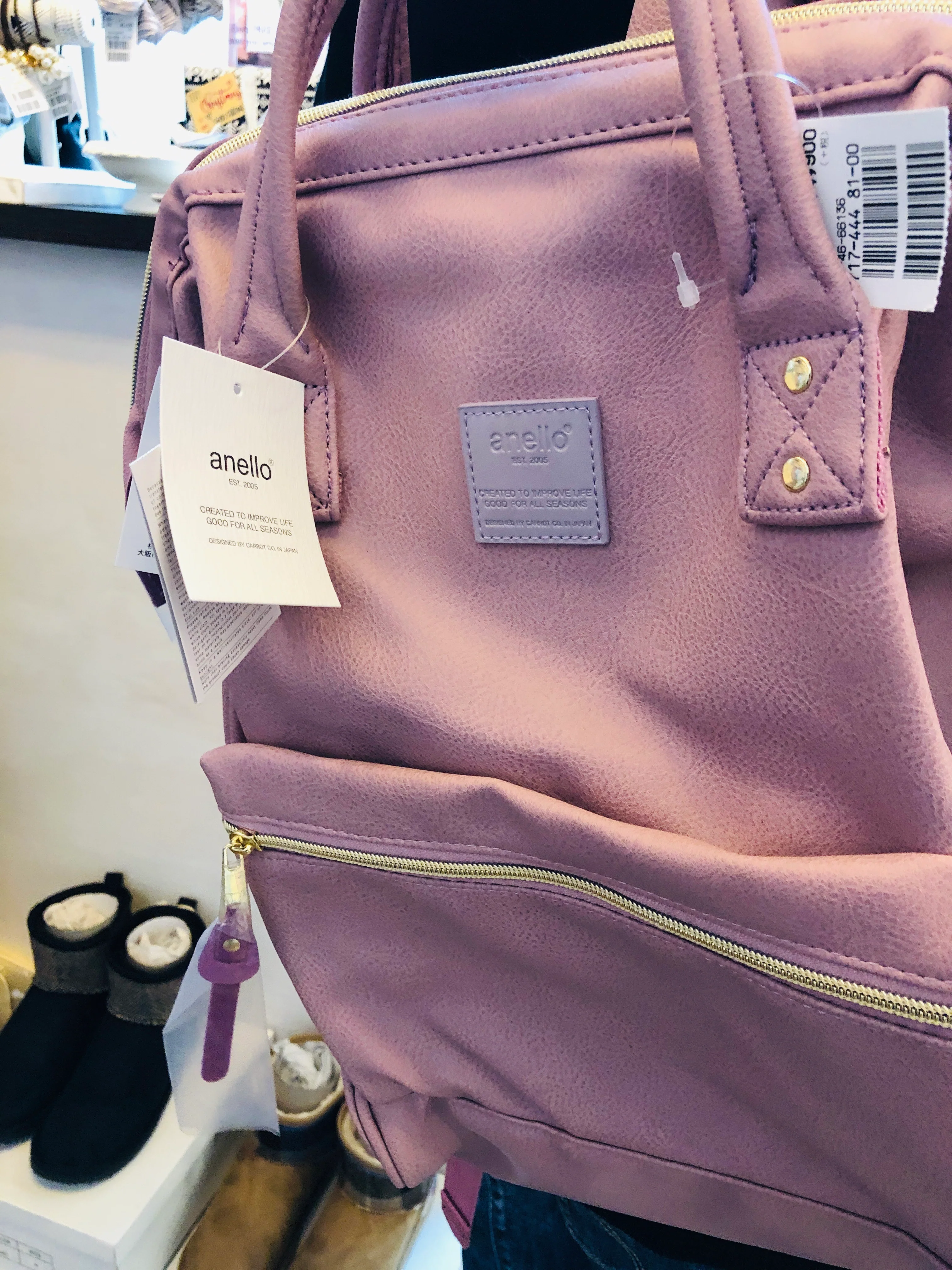 anello® Japan Synthetic Leather Mouthpiece Backpack - Lavender AT-B1211 - Image 7