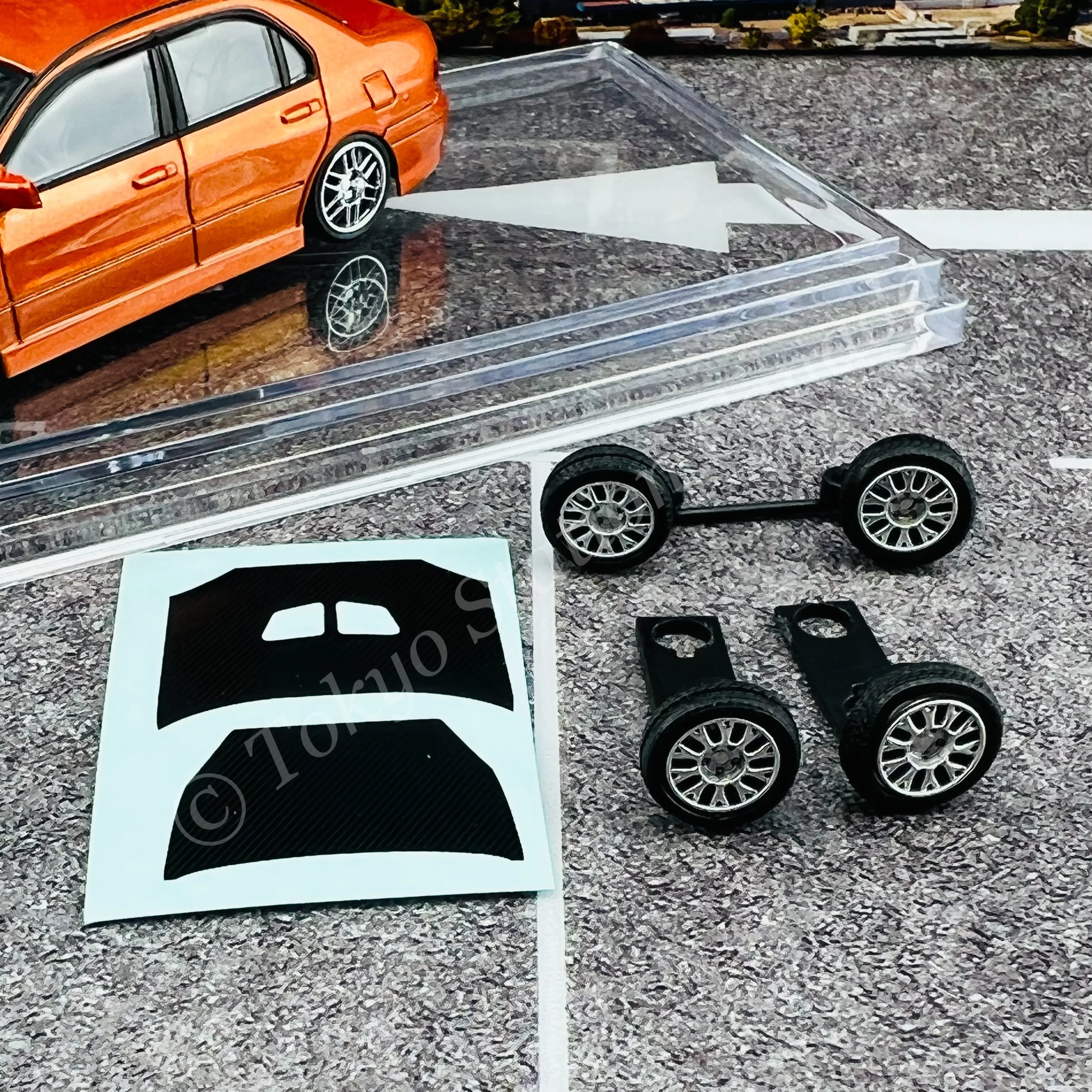 BM CREATIONS JUNIOR 1/64 MITSUBISHI LANCER EVOLUTION VII Custom Orange JDM Limited Edition LHD 64B0131 - Image 2