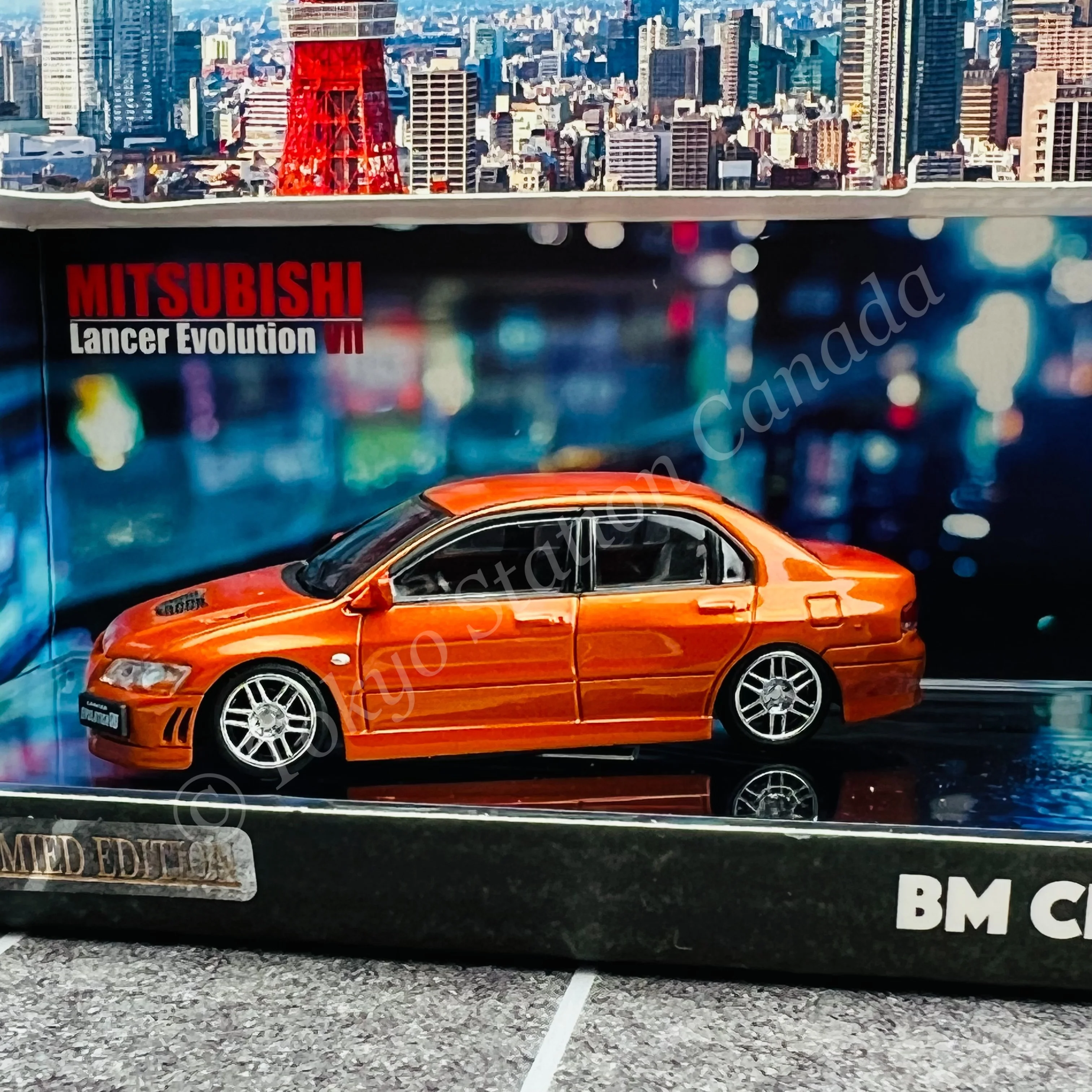 BM CREATIONS JUNIOR 1/64 MITSUBISHI LANCER EVOLUTION VII Custom Orange JDM Limited Edition LHD 64B0131 - Image 3