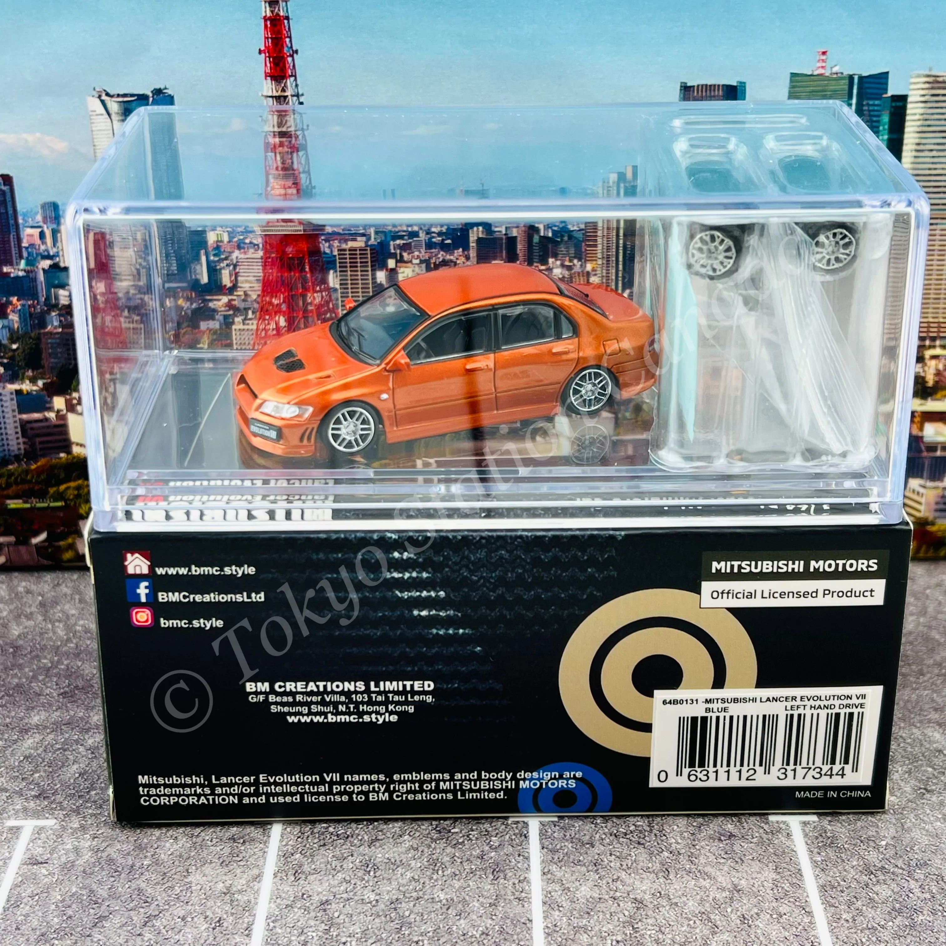BM CREATIONS JUNIOR 1/64 MITSUBISHI LANCER EVOLUTION VII Custom Orange JDM Limited Edition LHD 64B0131 - Image 4