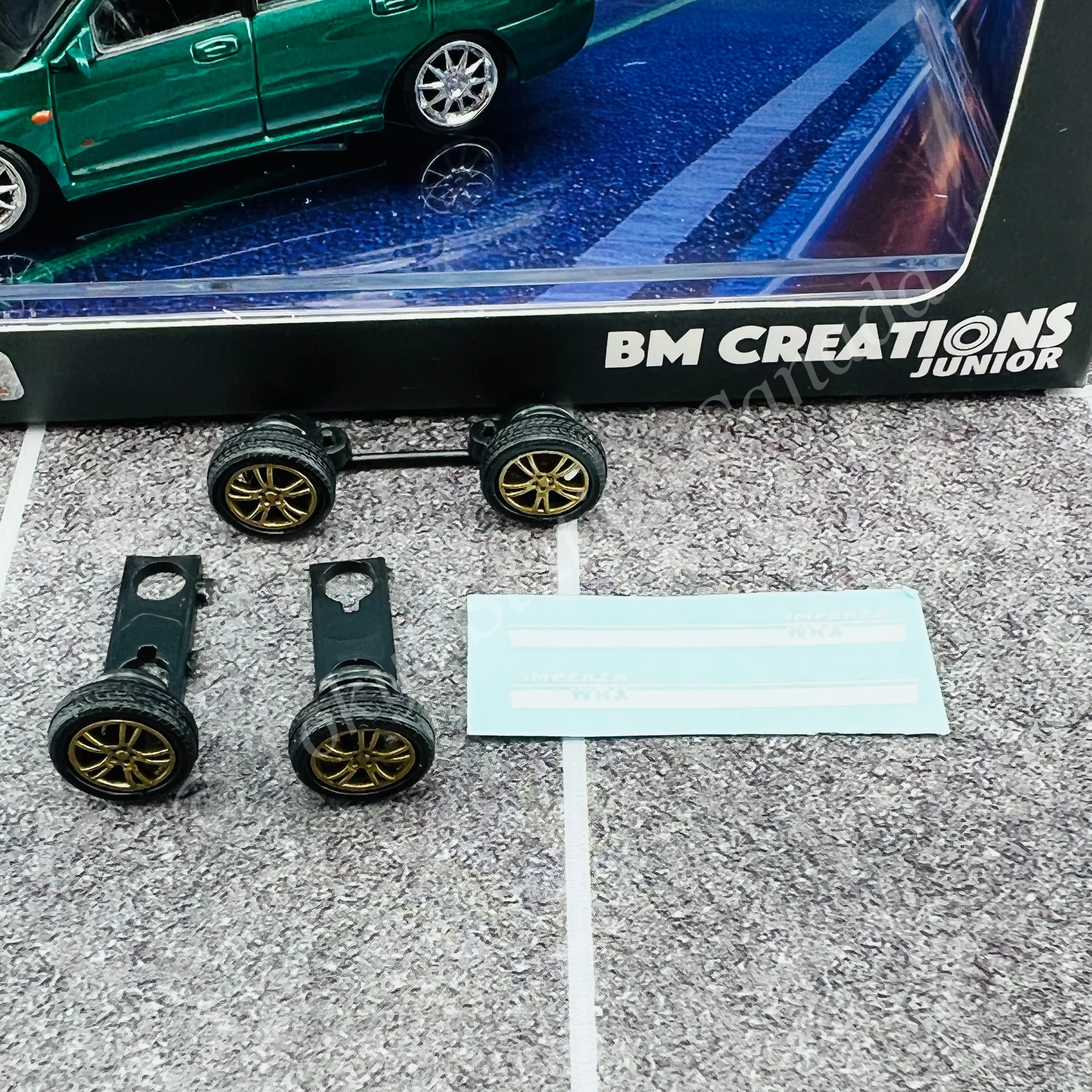 BM CREATIONS JUNIOR 1/64 SUBARU 2001 Impreza WRX STi Custom Green JDM Limited Edition LHD 64B0071 - Image 2