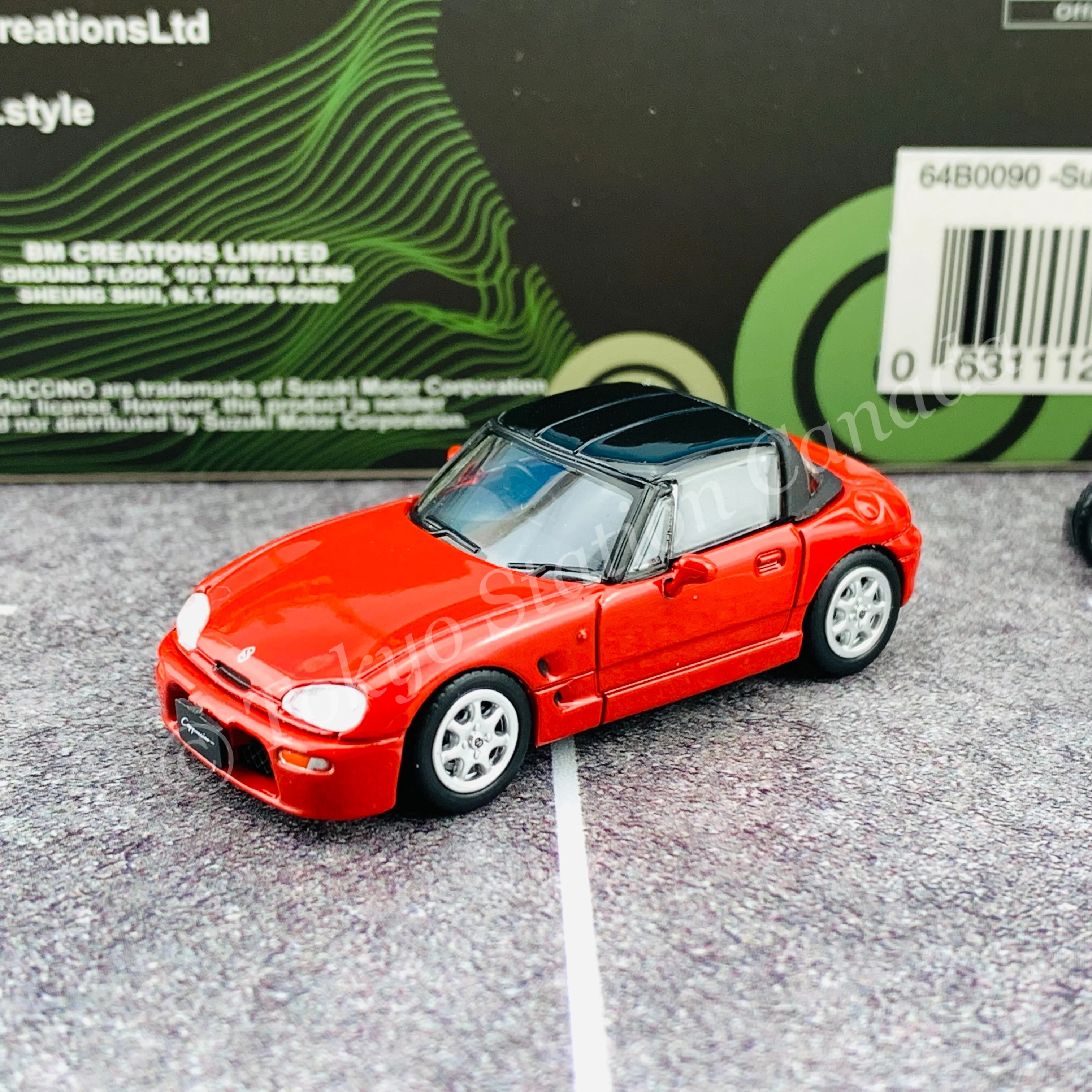 BM CREATIONS JUNIOR 1/64 SUZUKI CAPPUCCINO Red RHD with Extra Wheel and Hard Top Set 64B0090 - Image 6