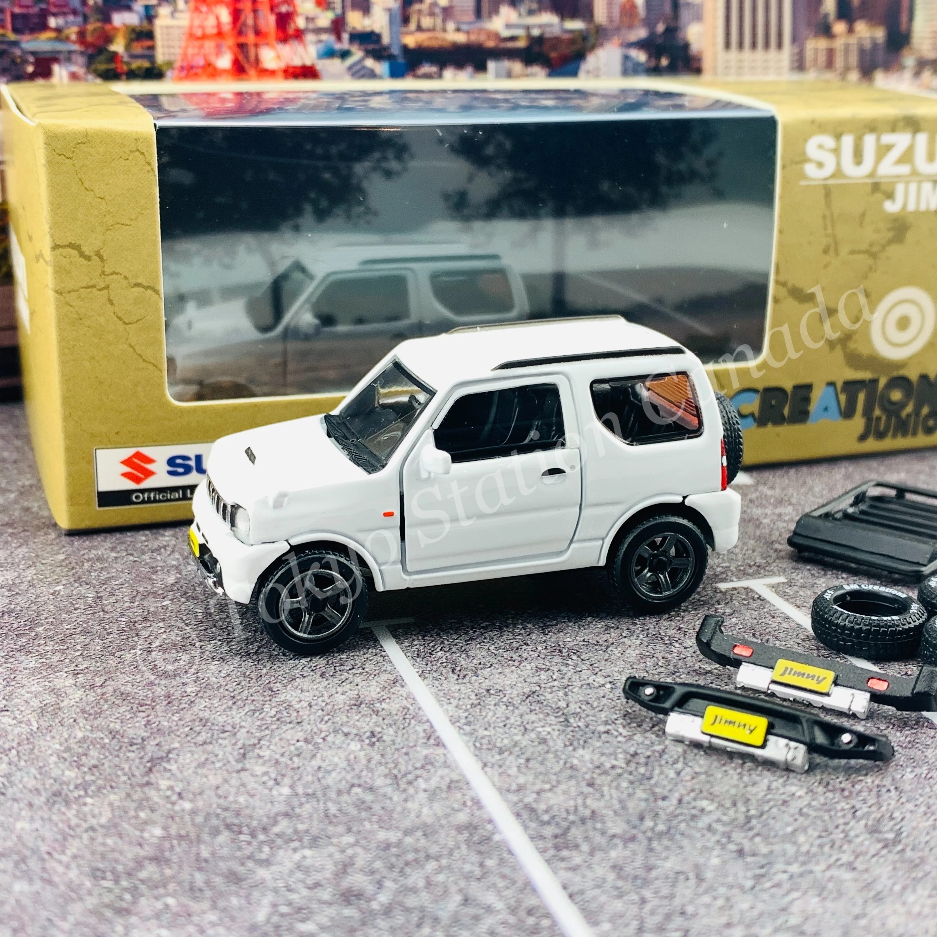 BM CREATIONS JUNIOR 1/64 Suzuki Jimny JB23 WHITE RHD (With Offroad Package) 64B0069 - Image 4