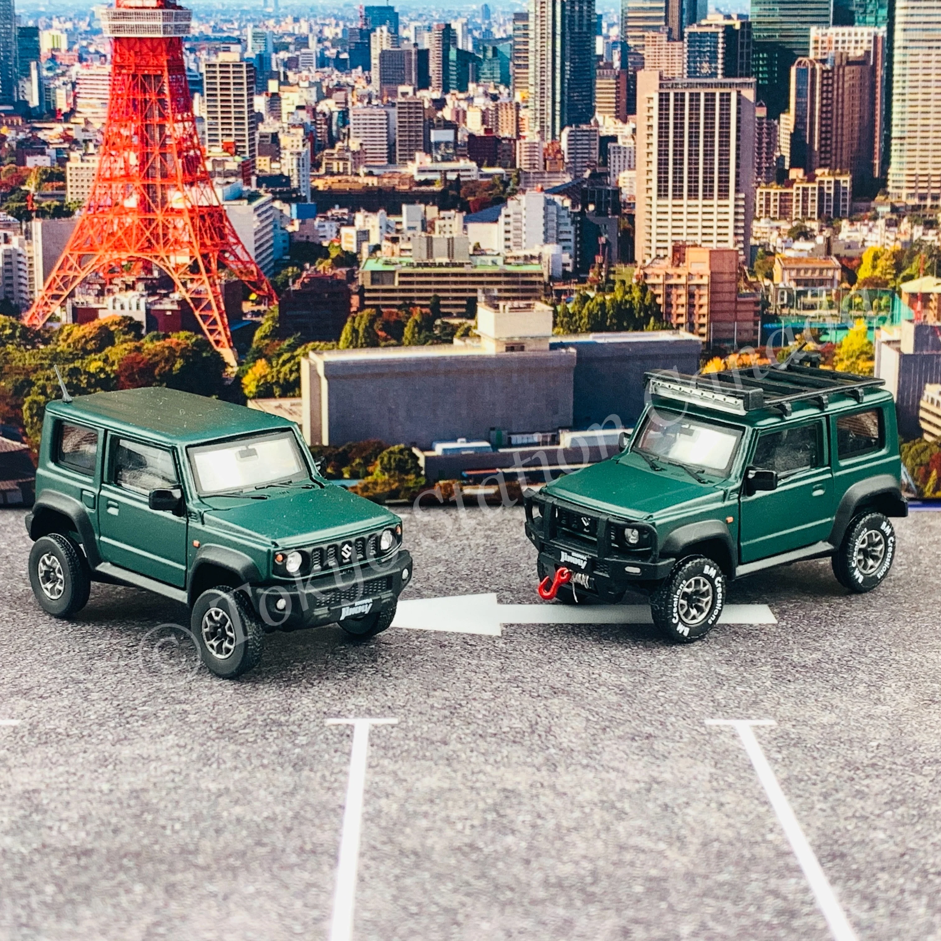 BM CREATIONS JUNIOR 1/64 Suzuki Jimny SIERRA JB74 with Accessory Pack Matt Green LHD 64B0033 - Image 12