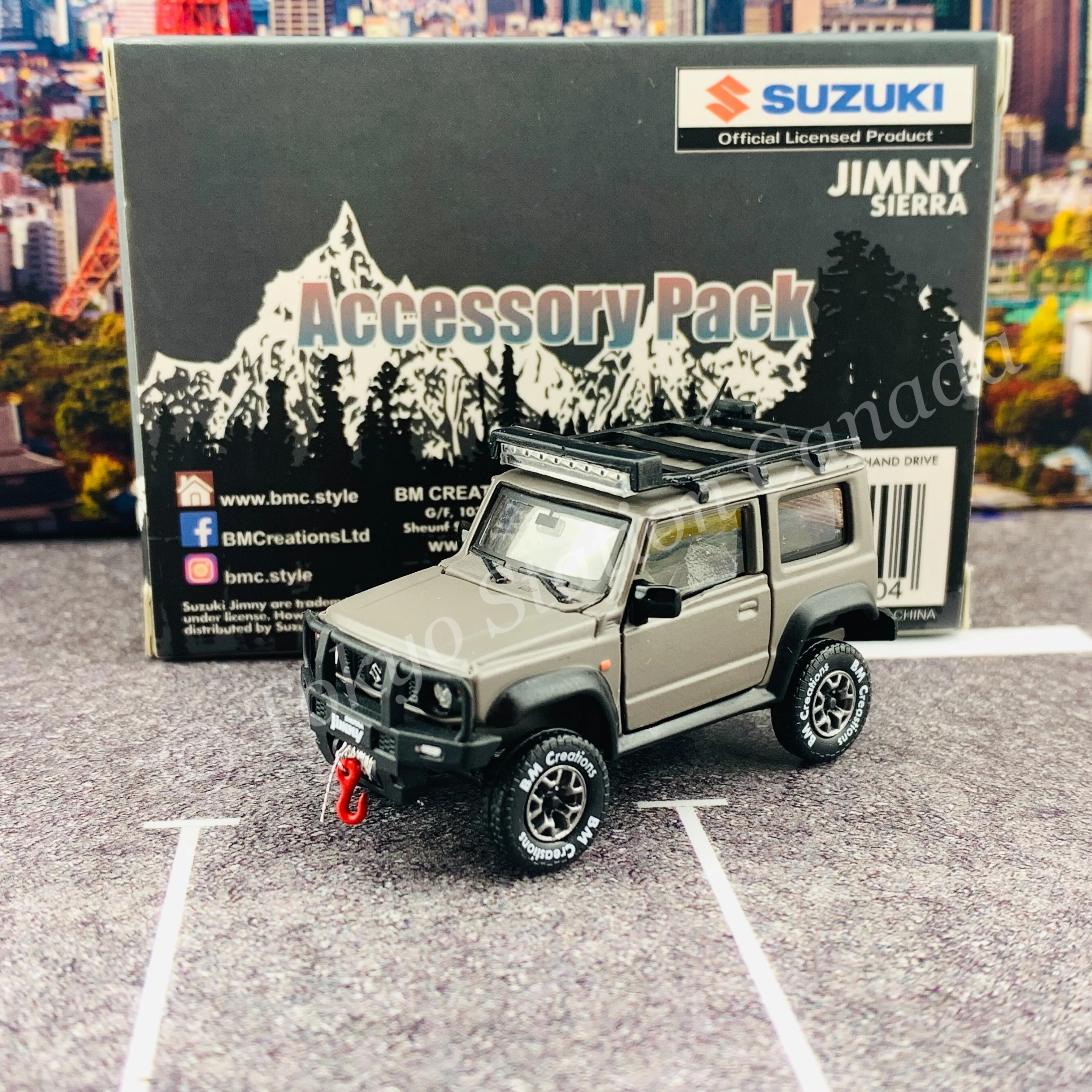 BM CREATIONS JUNIOR 1/64 Suzuki Jimny SIERRA JB74 with Accessory Pack Matt Grey LHD 64B0035 - Image 6