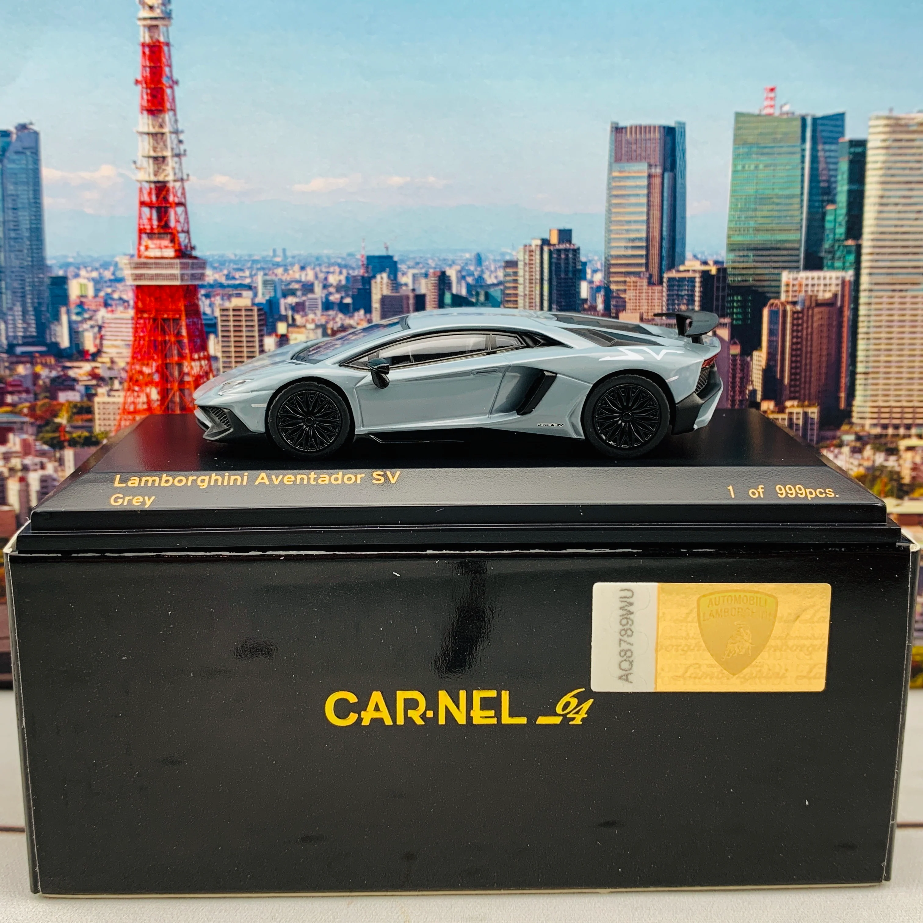 CAR-NEL 1/64 Lamborghini Aventador SV Grey CN640024 - Image 2