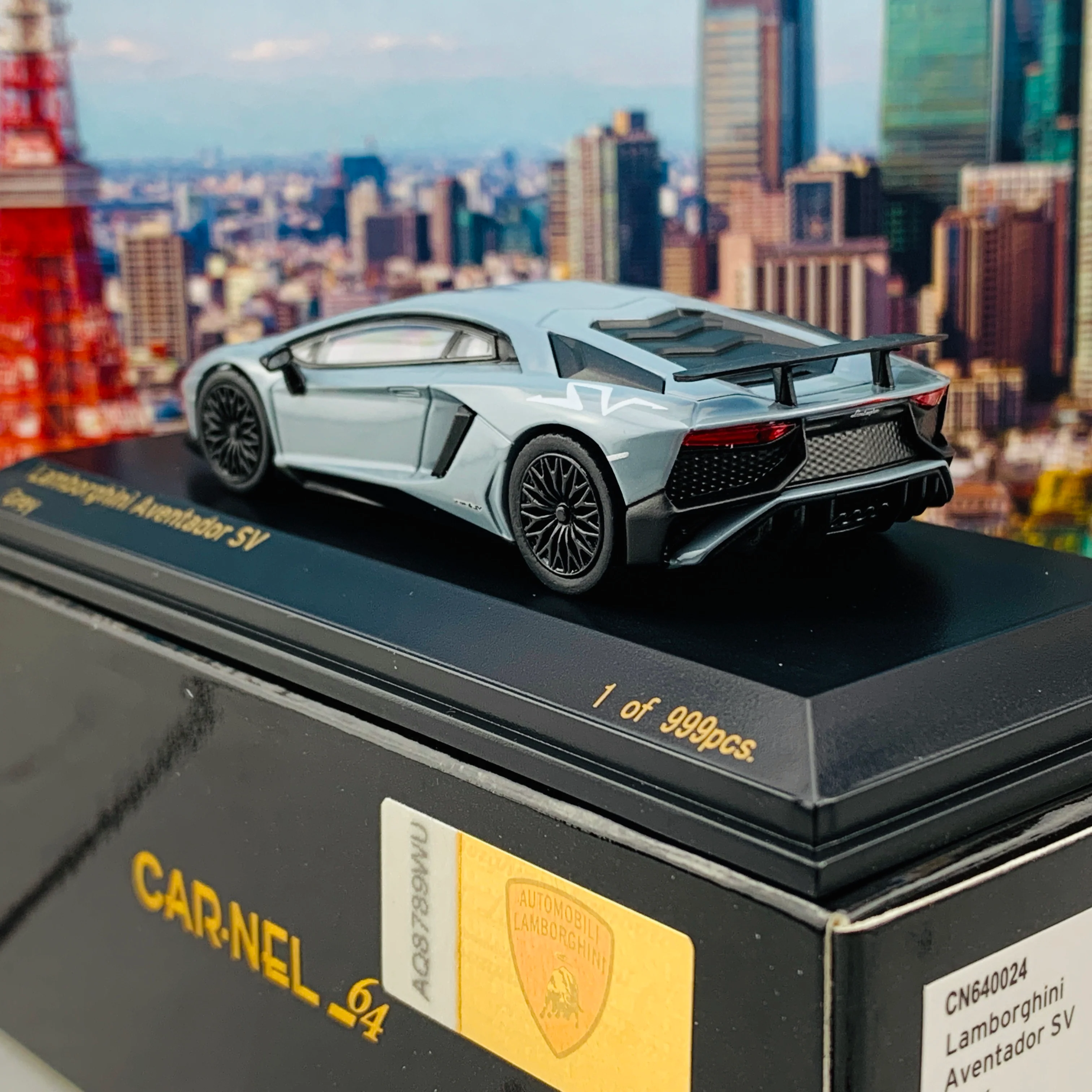CAR-NEL 1/64 Lamborghini Aventador SV Grey CN640024 - Image 3