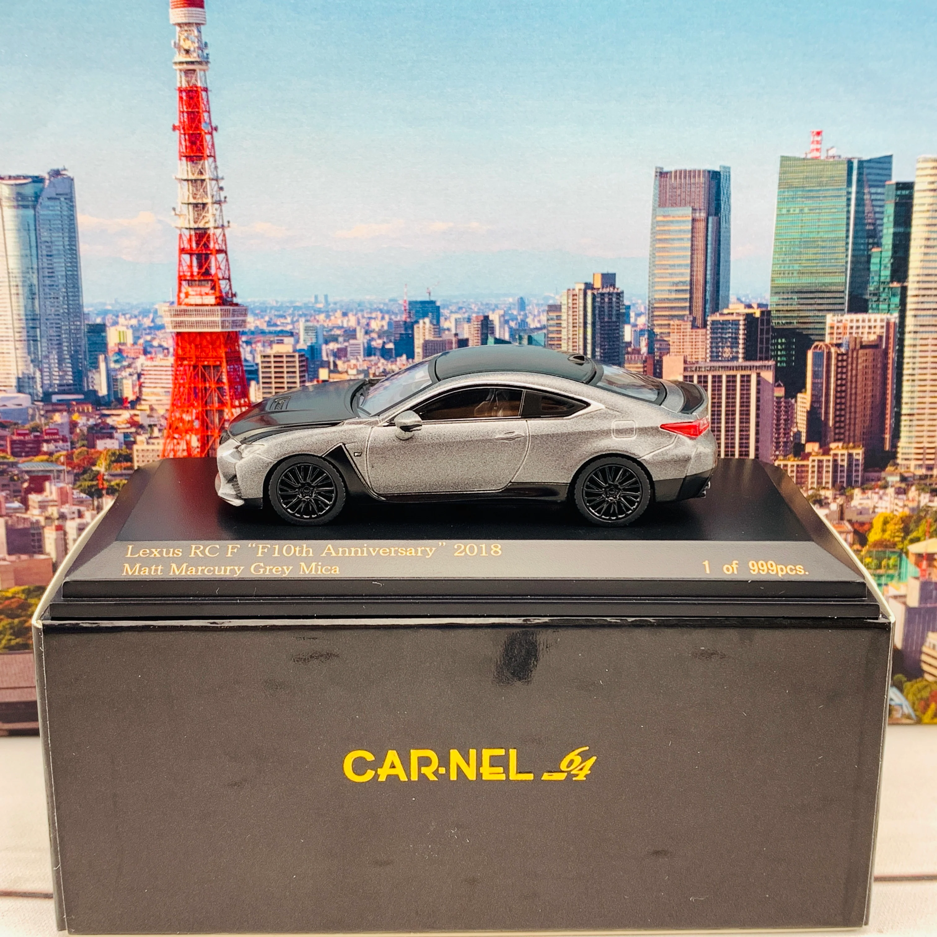 CAR-NEL 1/64 Lexus RC F "F 10th Anniversary" 2018 Matt Marcury Grey Mica CN640031 - Image 2