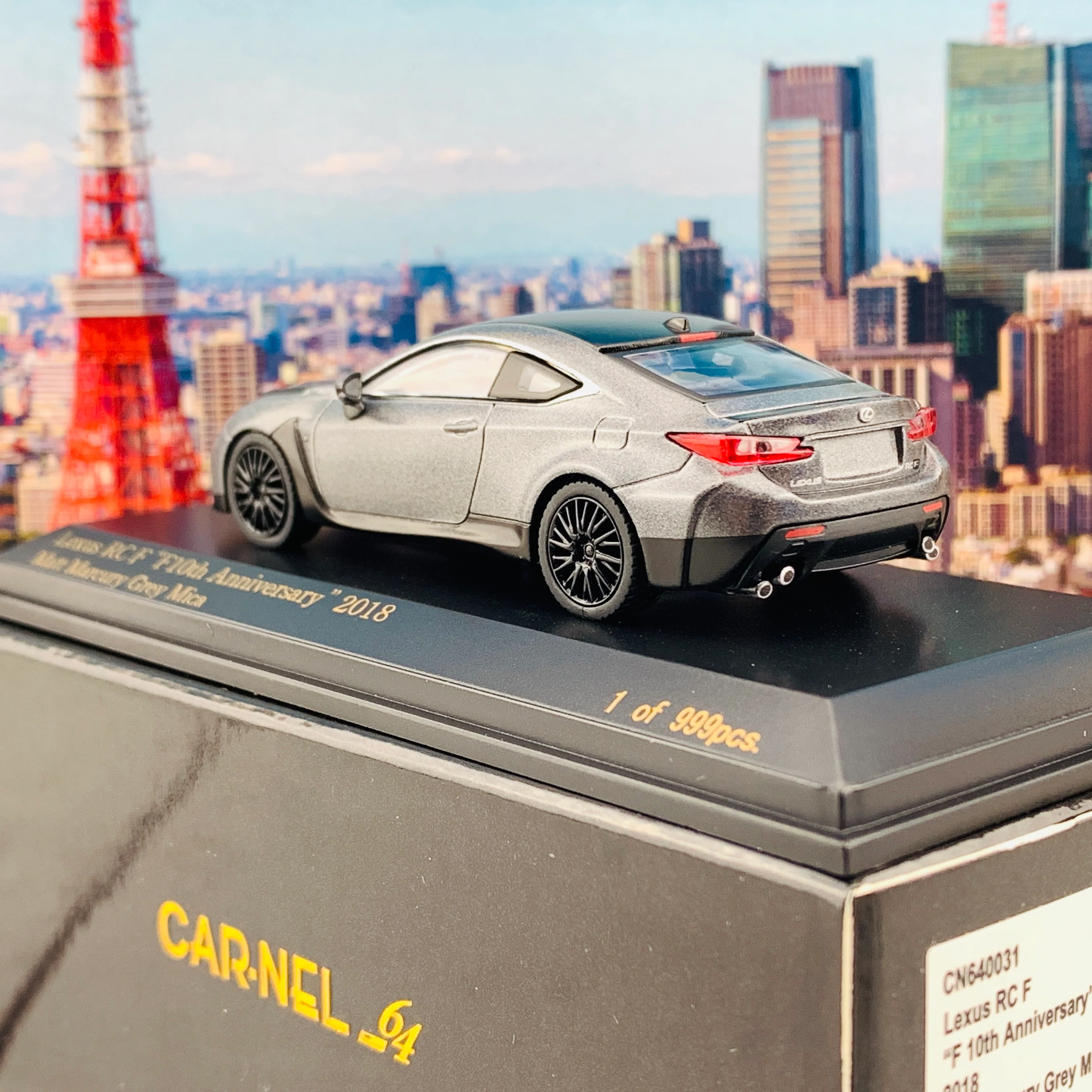 CAR-NEL 1/64 Lexus RC F "F 10th Anniversary" 2018 Matt Marcury Grey Mica CN640031 - Image 3