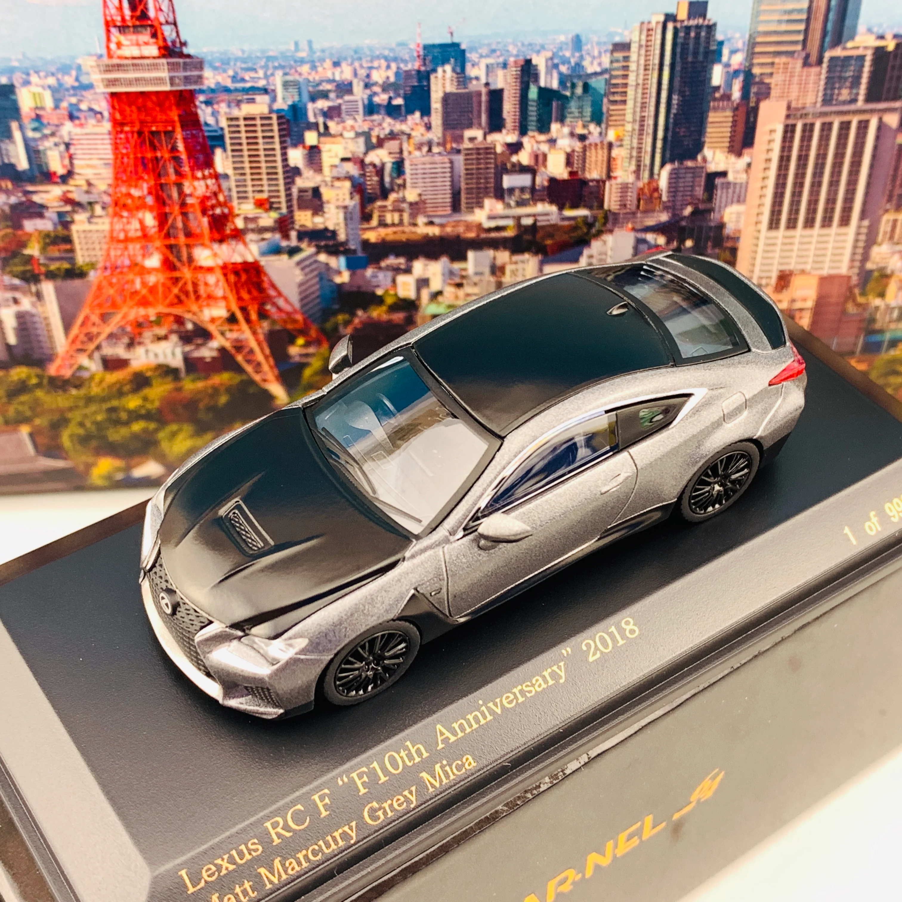 CAR-NEL 1/64 Lexus RC F "F 10th Anniversary" 2018 Matt Marcury Grey Mica CN640031 - Image 4