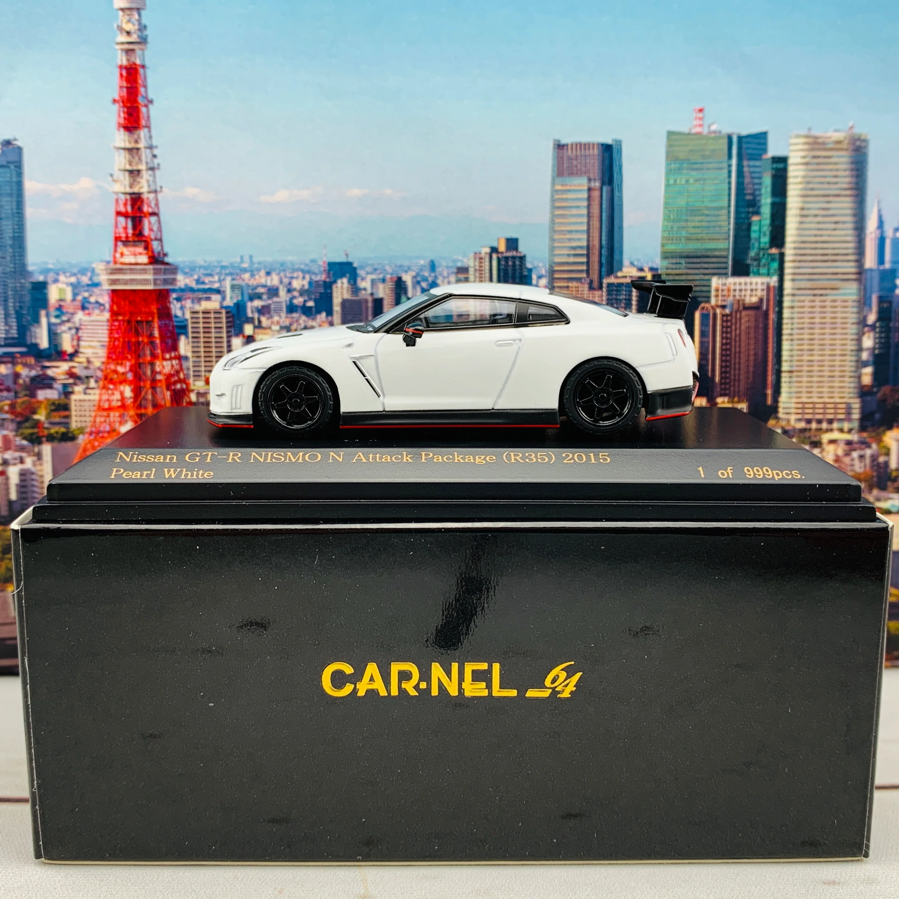 CAR-NEL 1/64 Nissan GTR Nismo N Attack Package R35 2015 Pearl White CN640017 - Image 2