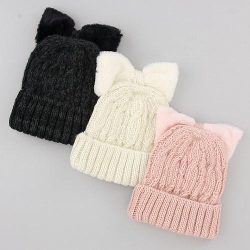Cat Ear Style Beanie - White - Image 2