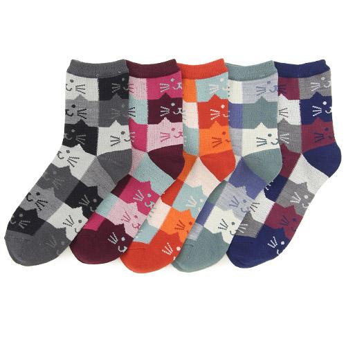 Cat Face Pattern Socks - Moss green - Image 2