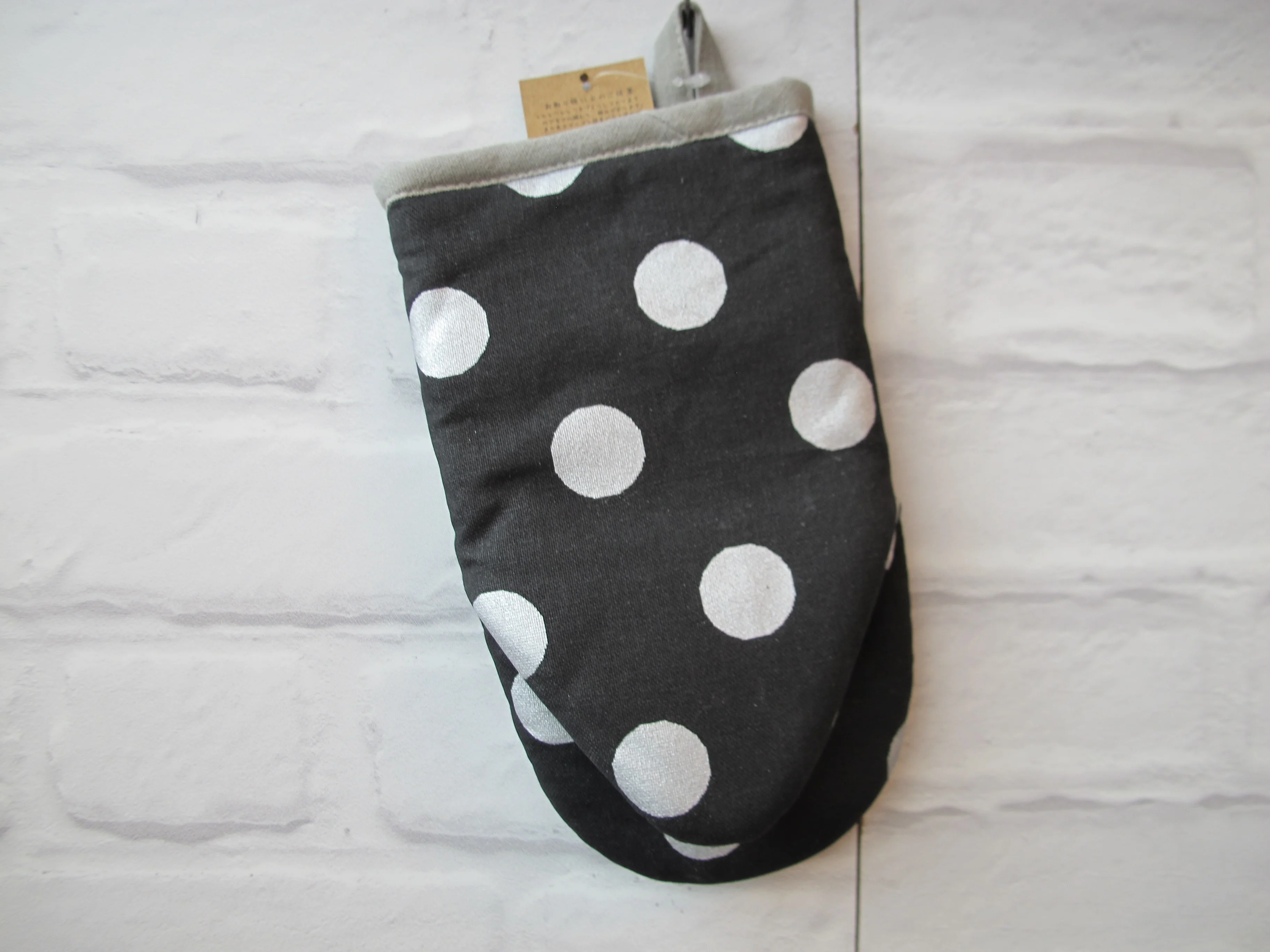 Oven Mitt - White Dot on Black - Image 2