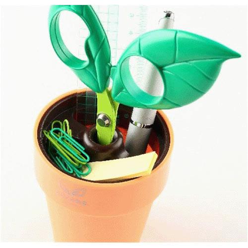 COCONE Japan Flower Scissors with Stationery Stand and Tray - Yellow - Image 3