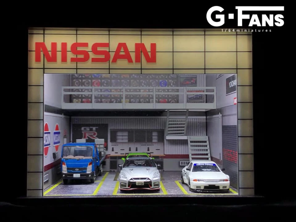 G-FANS 1/64 Diorama with LED Light NISSAN Double Storey Garage 710017 - Image 2
