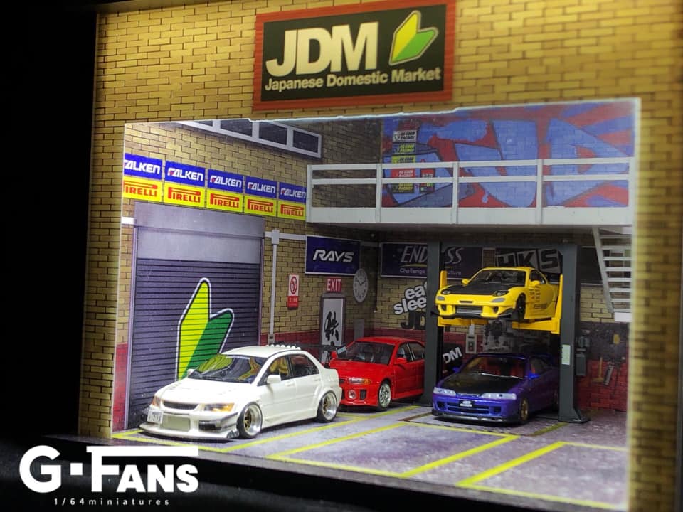 G-FANS 1/64 Diorama with LED Light JDM Double Storey Garage 710018 - Image 2