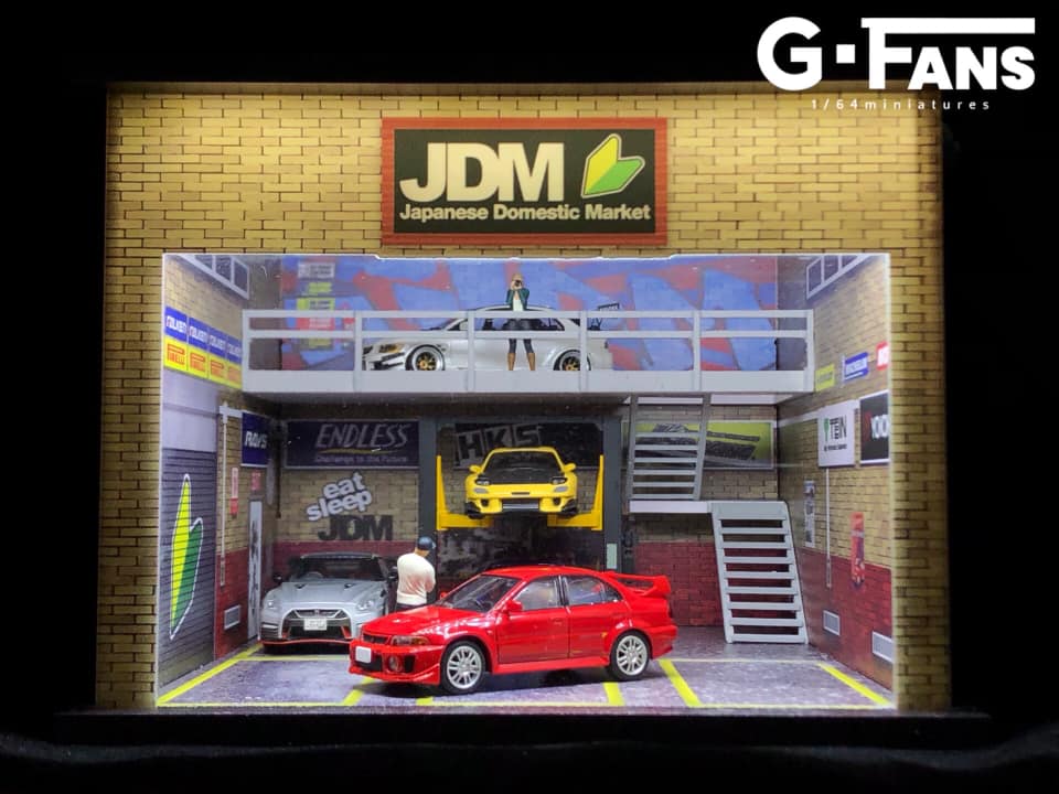 G-FANS 1/64 Diorama with LED Light JDM Double Storey Garage 710018 - Image 3