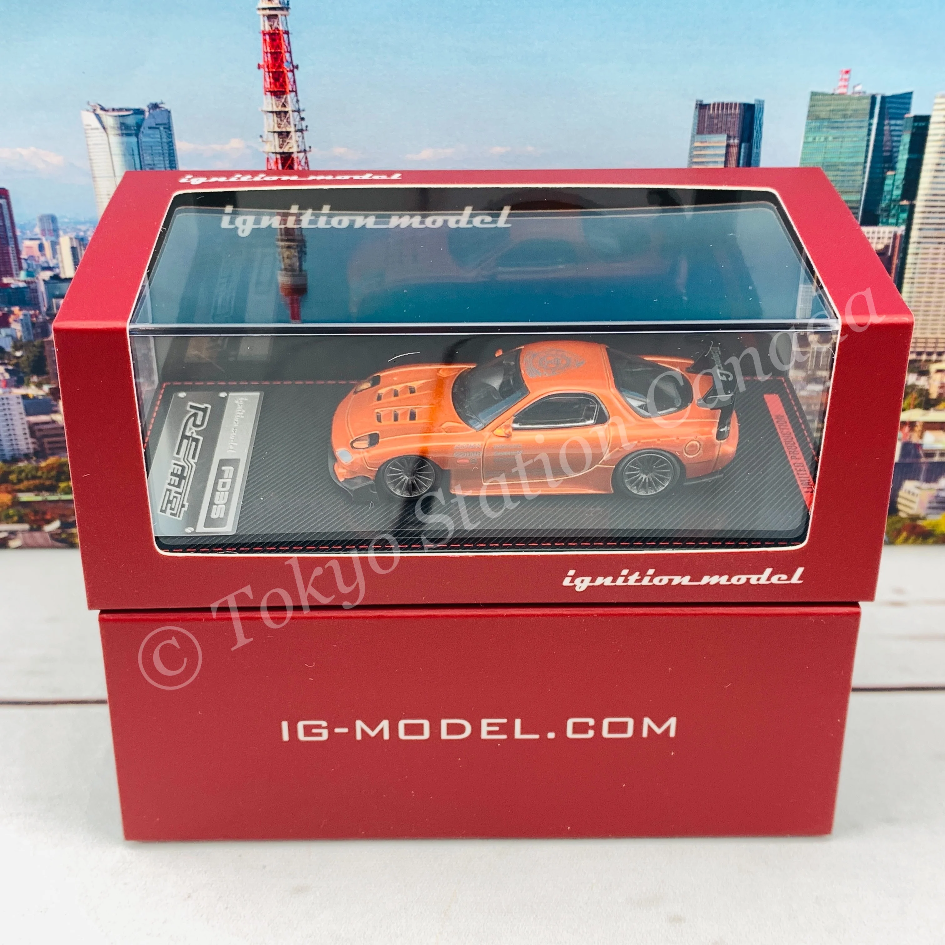 Ignition Model 1/64 Mazda RX7 (FD3S) RE Amemiya  Orange Metallic IG1950 - Image 6