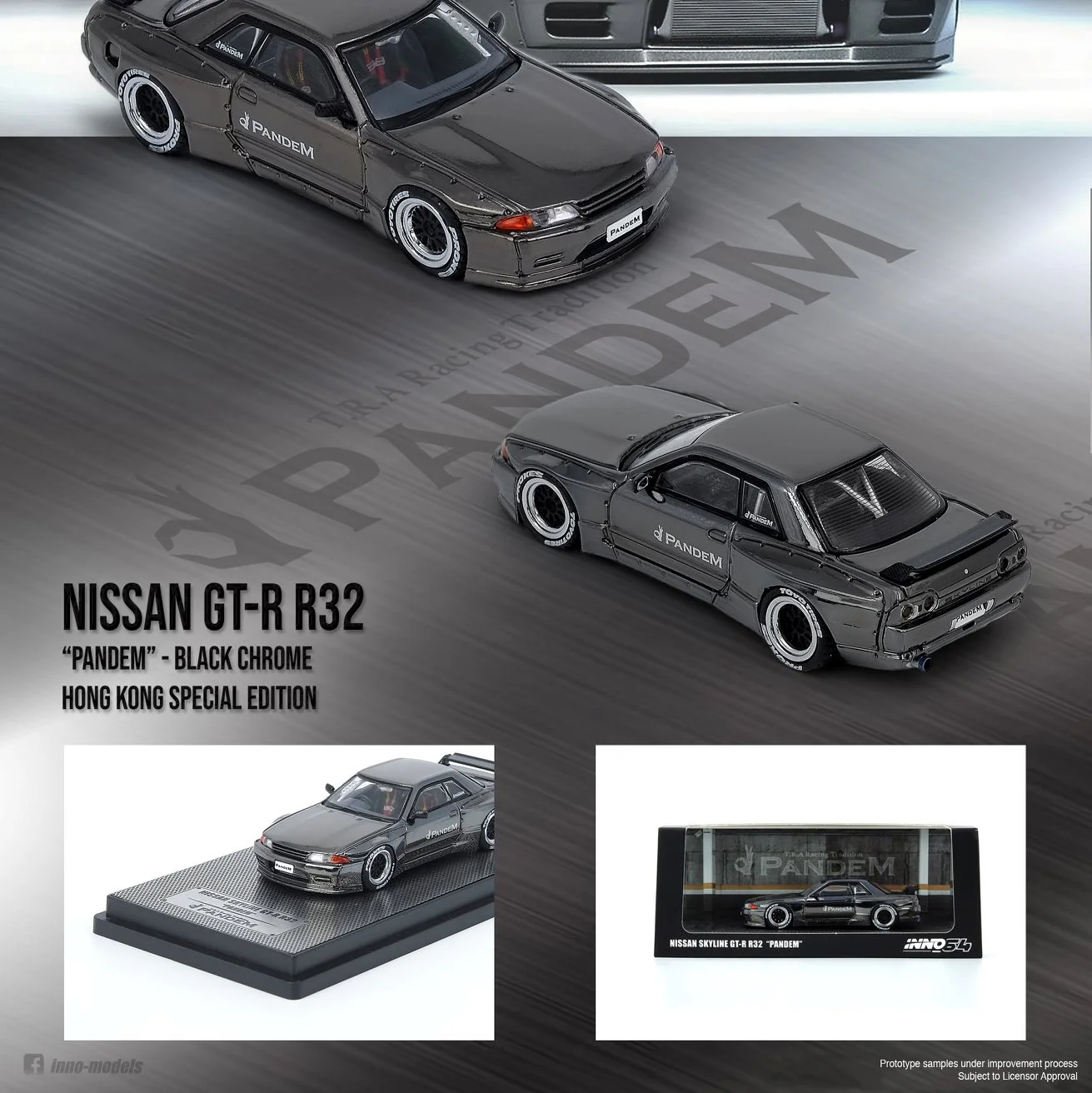 INNO64 1/64 NISSAN SKYLINE GTR R32 PANDEM Black Chrome - Image 3