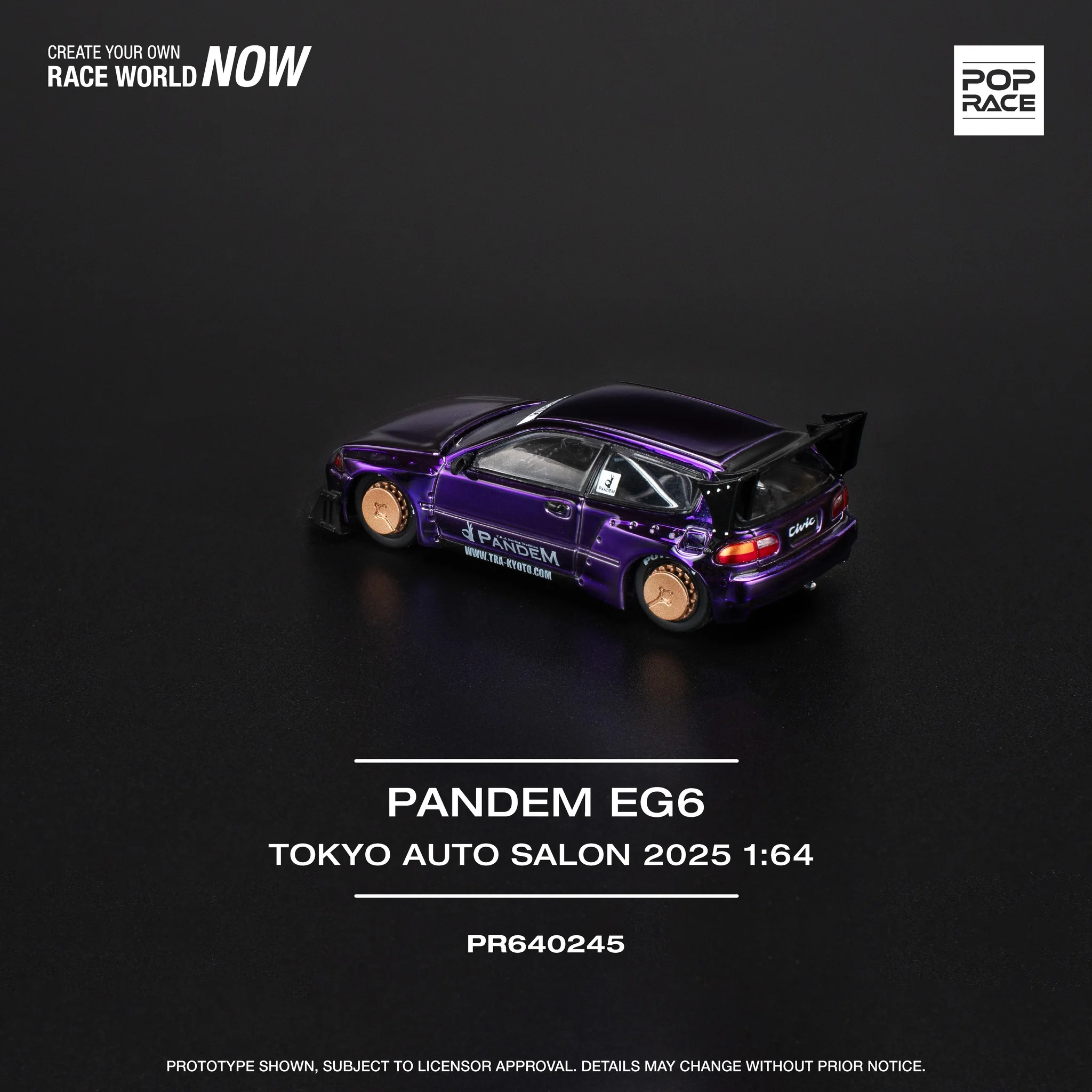 POPRACE 1/64 Pandem Civic EG6 TOKYO AUTO SALON 2025 Exclusive Edition PR640245 - Image 2