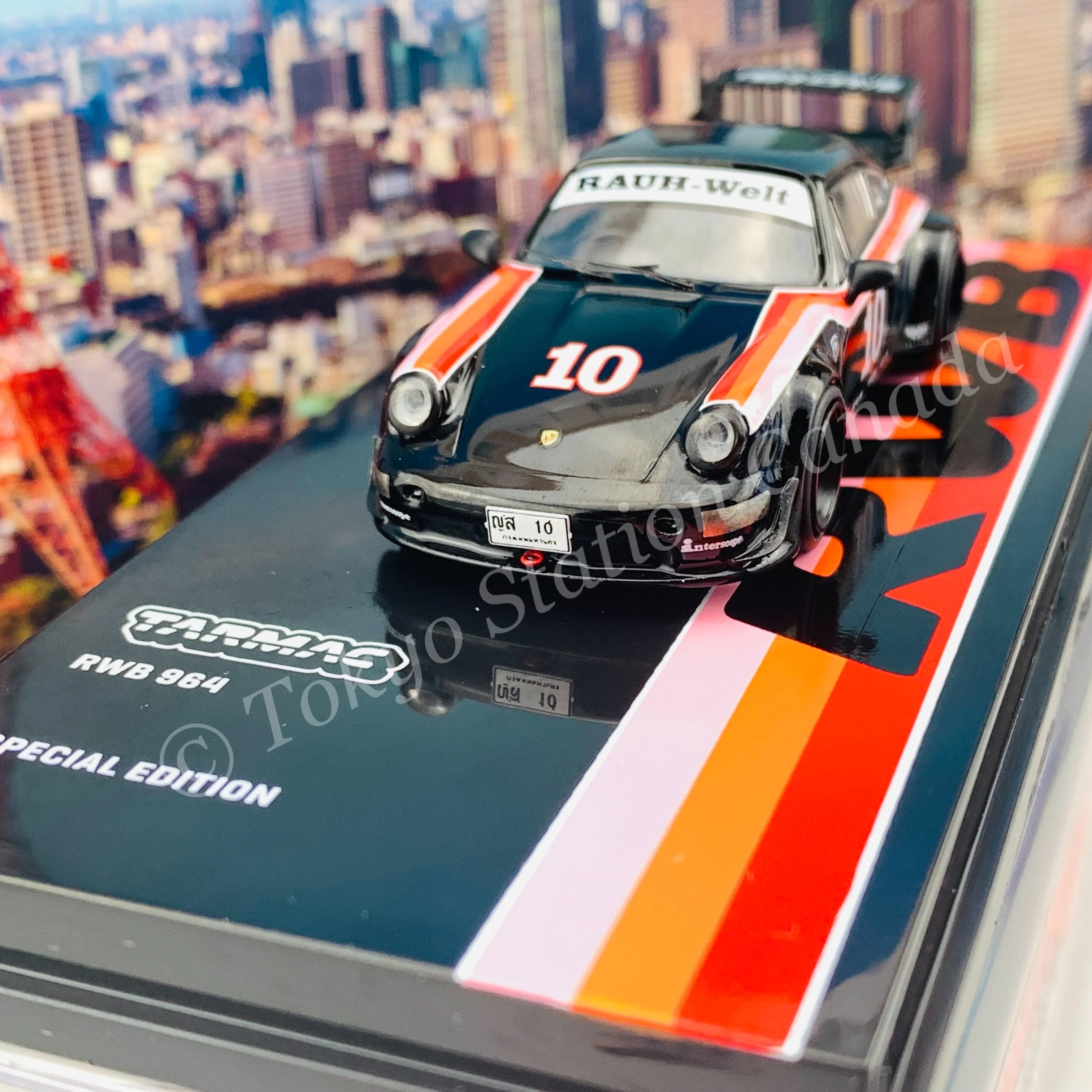 Tarmac Works 1/64 RWB 964 Black #10 - Thailand Special Edition - HOBBY64 T64-037-THA - Image 3
