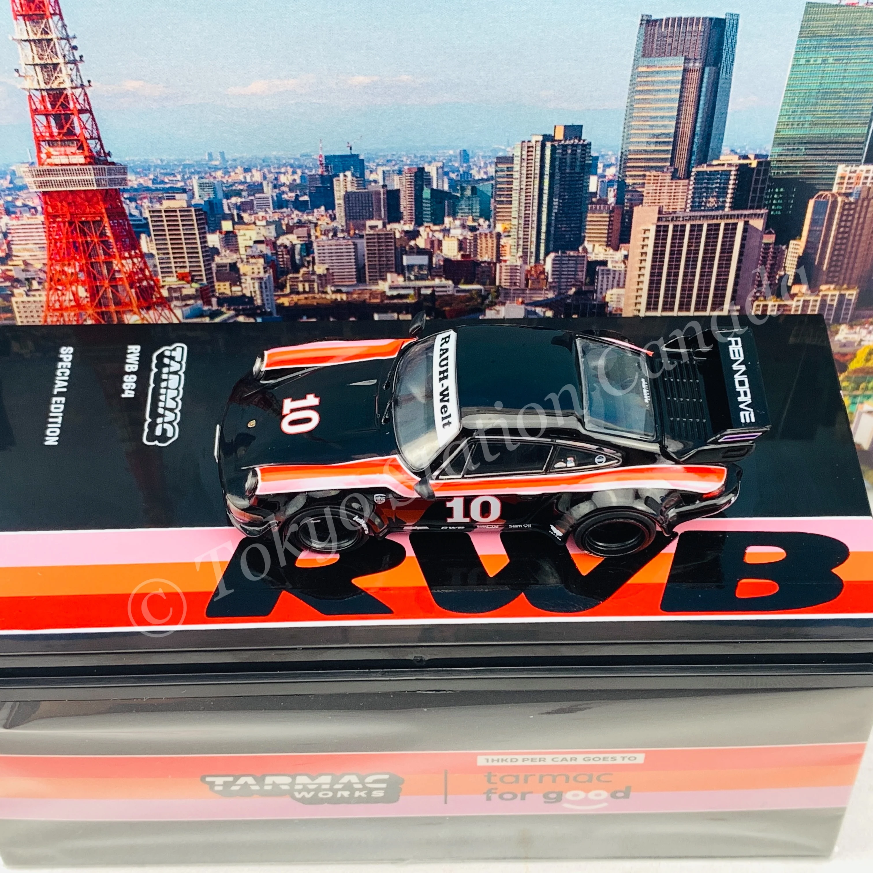 Tarmac Works 1/64 RWB 964 Black #10 - Thailand Special Edition - HOBBY64 T64-037-THA - Image 4