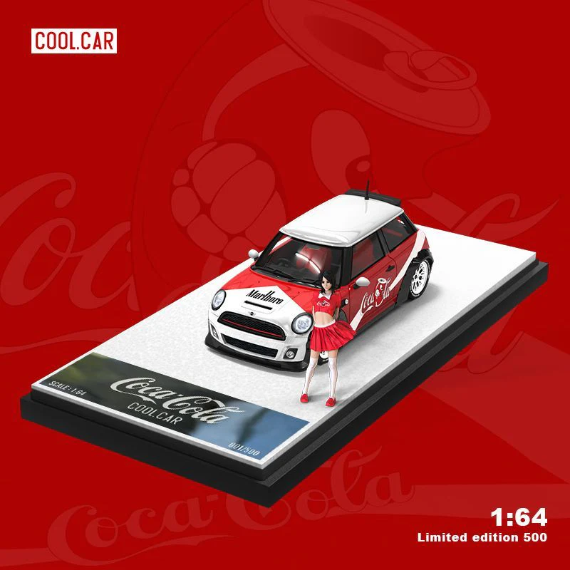 CoolCar 1/64 Coca Cola Mini Cooper with Figurine - Image 2