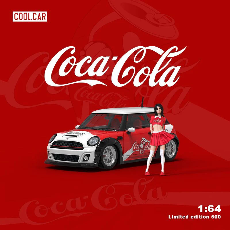 CoolCar 1/64 Coca Cola Mini Cooper with Figurine - Image 3