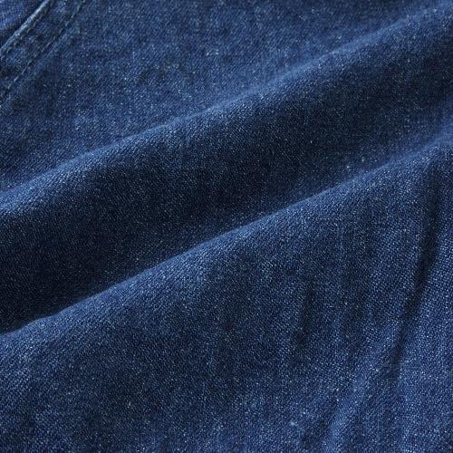 Denim Coat with Hood - Navy Blue - Image 4