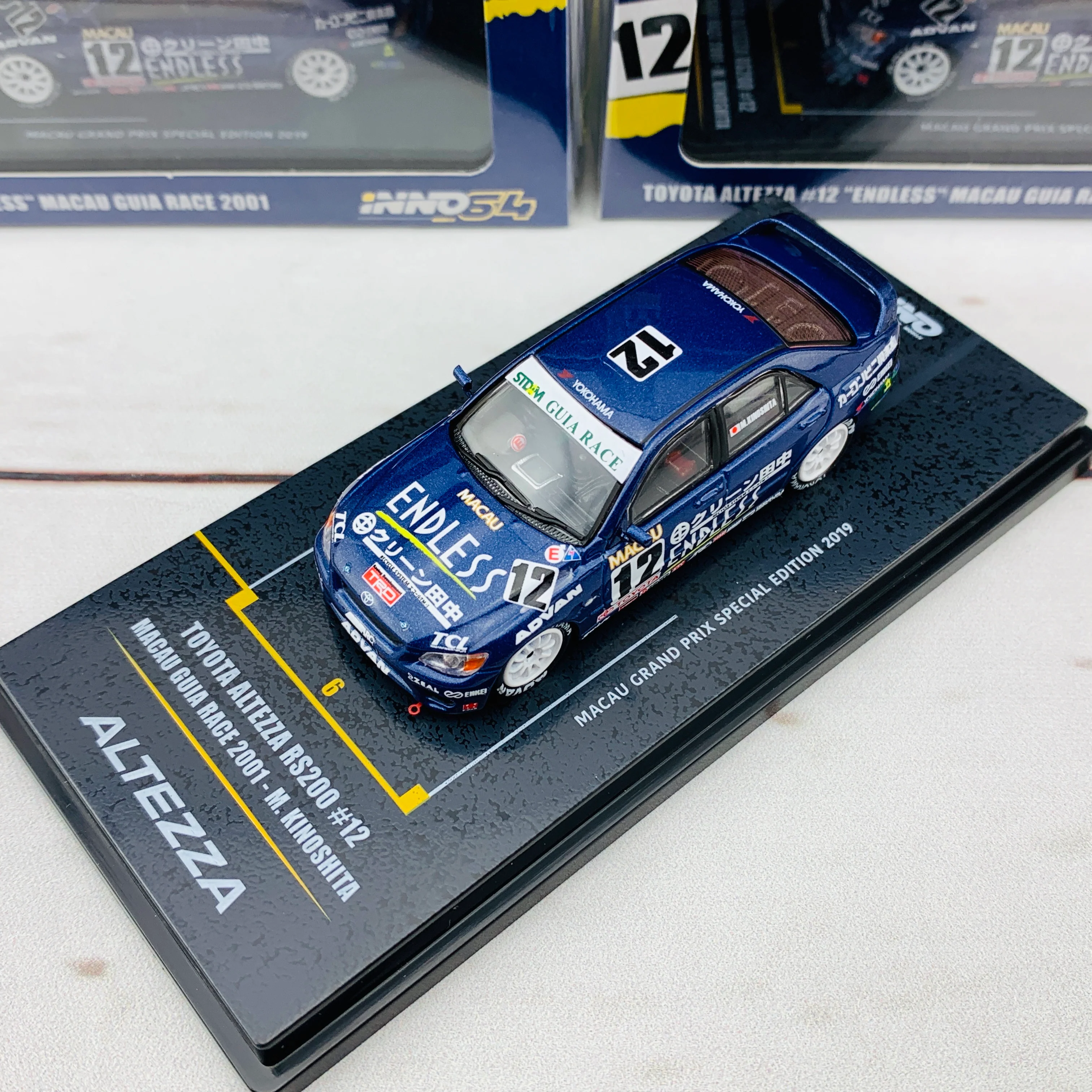 INNO64 1/64 Toyota Altezza RS200 #12 Macau Guia Race 2001 - M. Kinoshita Macau Grand Prix Special Edition 2019 IN64-MGP19-RS200 - Image 2
