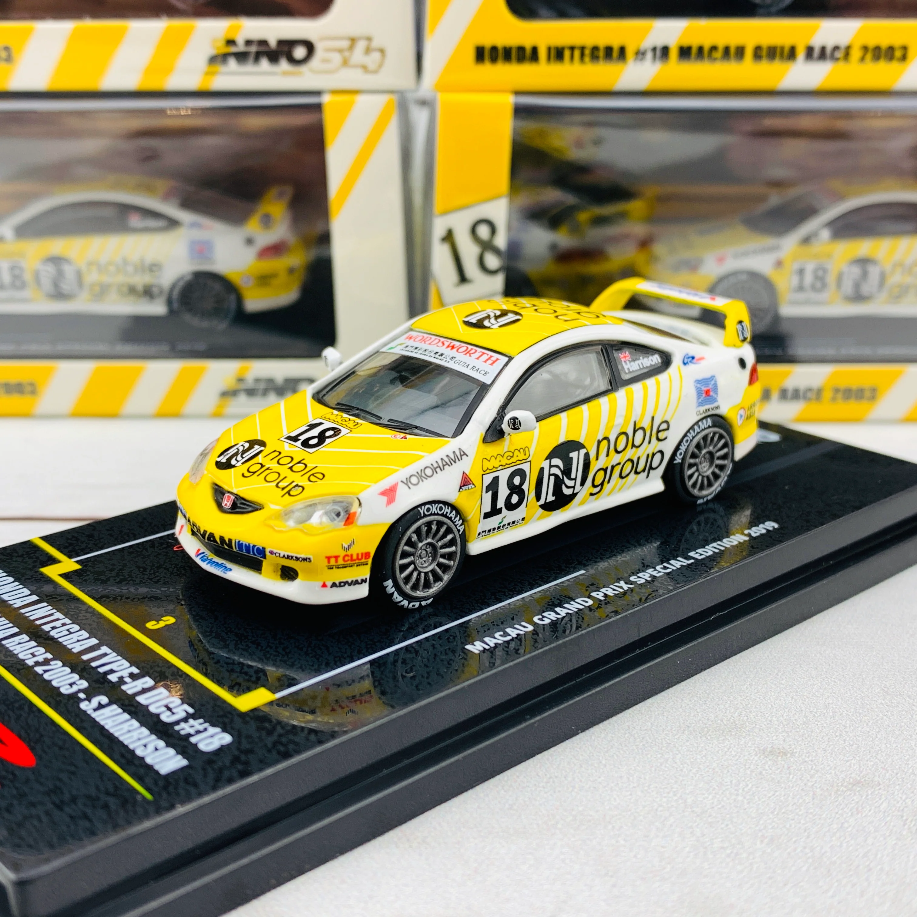 INNO64 1/64 Honda Integra Type-R DC5 #18 Macau Guia Race 2003 - S. Harrison Macau Grand Prix Special Edition 2019 IN64-MGP19-DC501 - Image 3