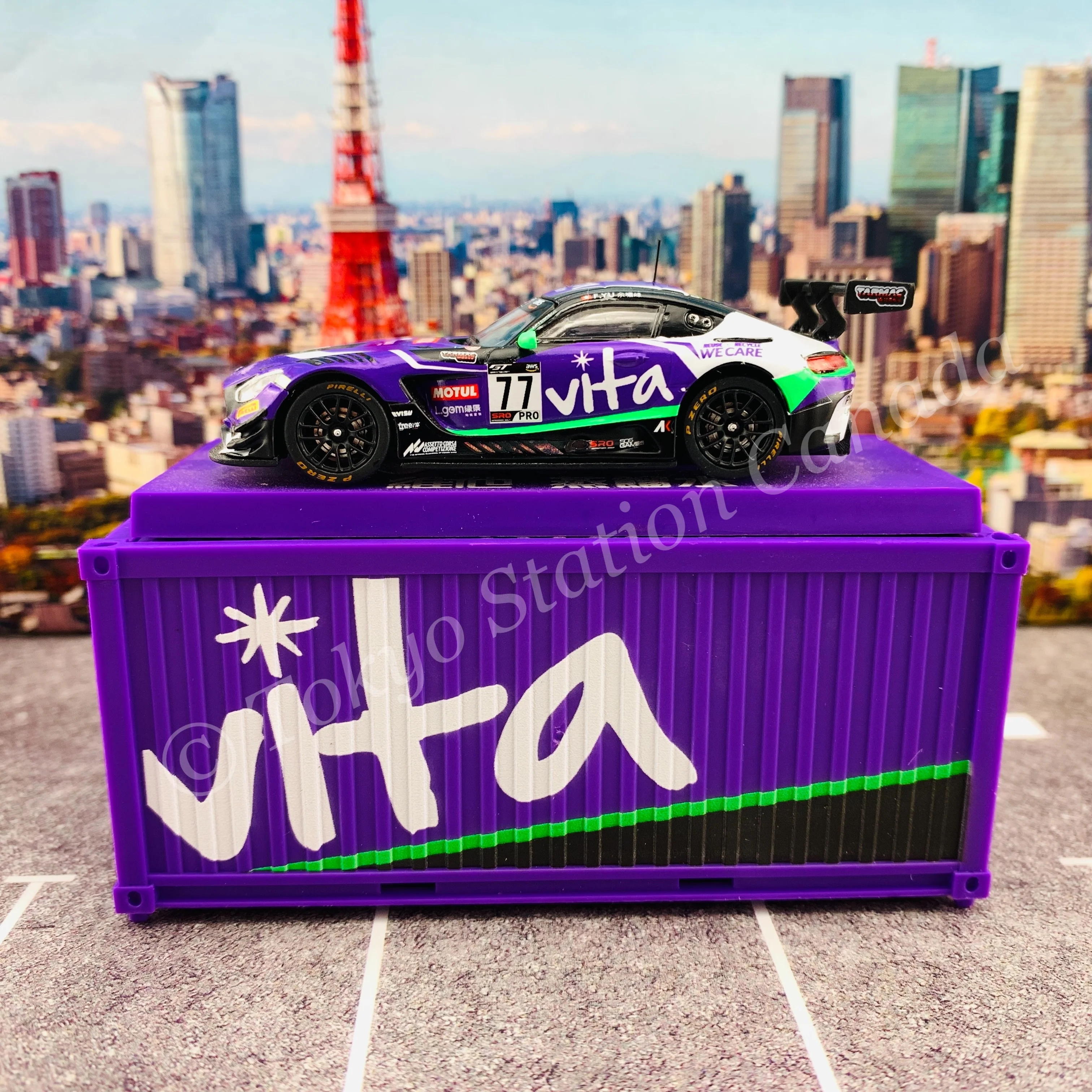 Tarmac Works 1/64 COLLAB64 Mercedes-AMG GT3 GT World Challenge Asia ESPORTS Championship 2020 Frank Yu (With Container) T64-008-WATER - Image 3