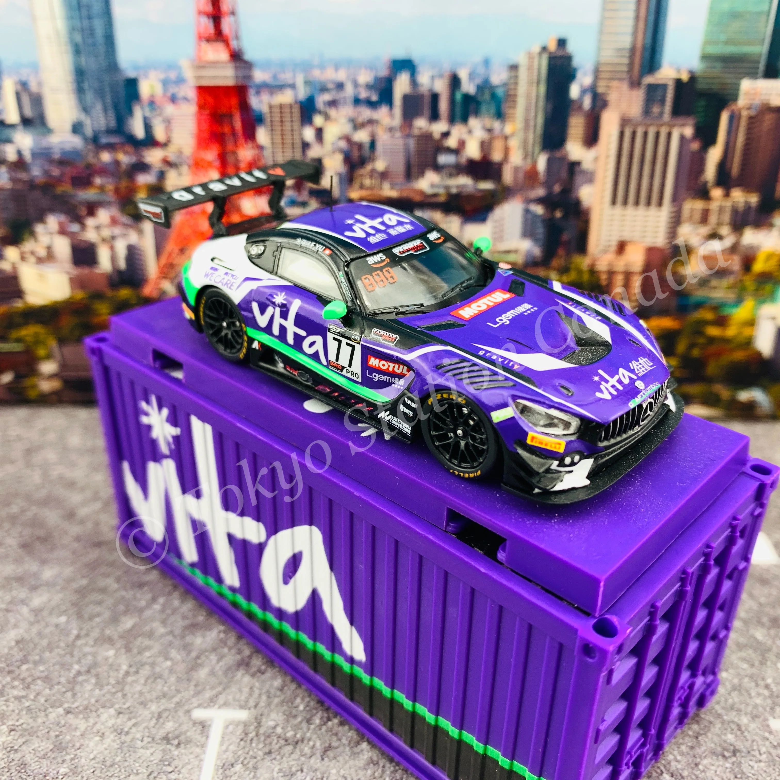 Tarmac Works 1/64 COLLAB64 Mercedes-AMG GT3 GT World Challenge Asia ESPORTS Championship 2020 Frank Yu (With Container) T64-008-WATER - Image 4