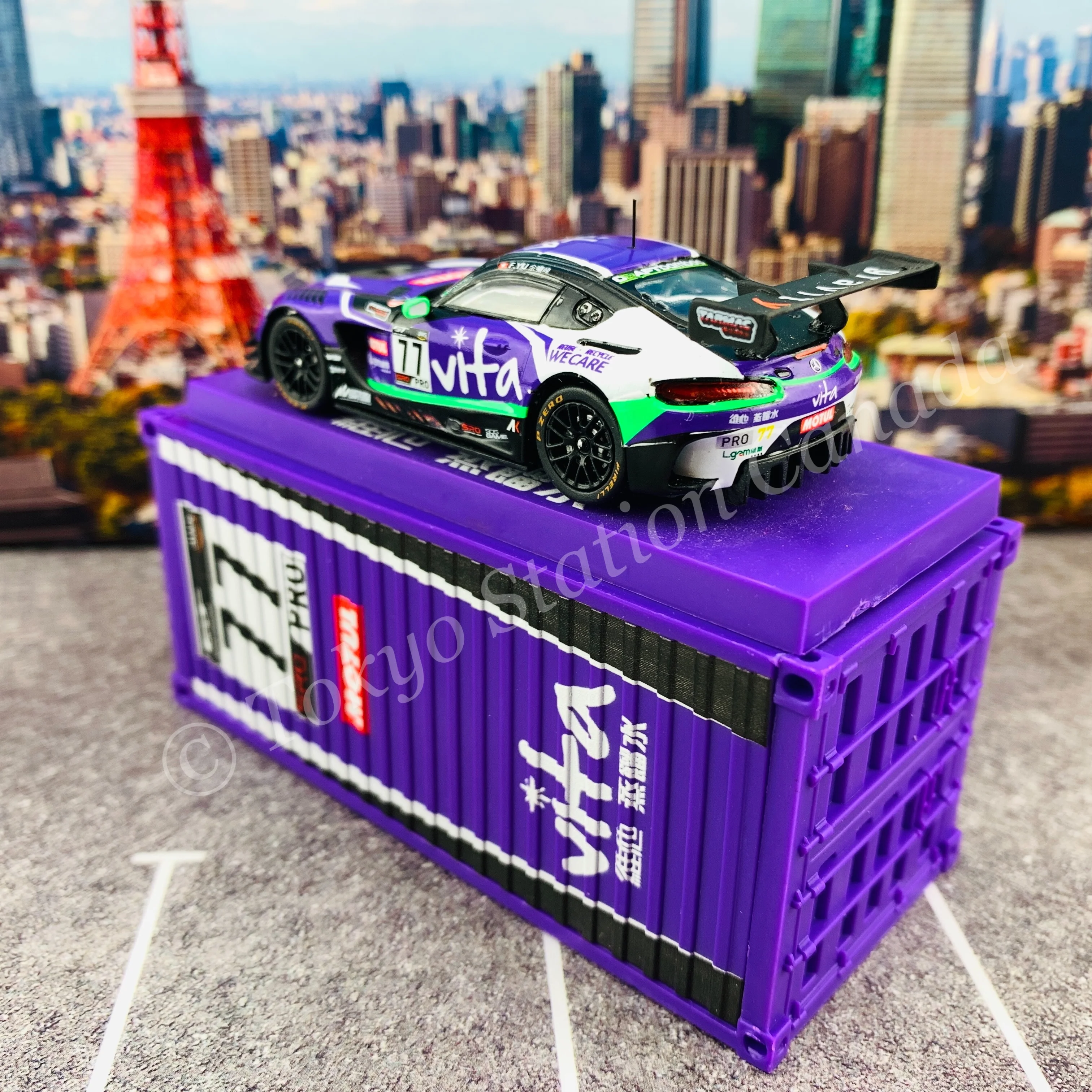 Tarmac Works 1/64 COLLAB64 Mercedes-AMG GT3 GT World Challenge Asia ESPORTS Championship 2020 Frank Yu (With Container) T64-008-WATER - Image 5