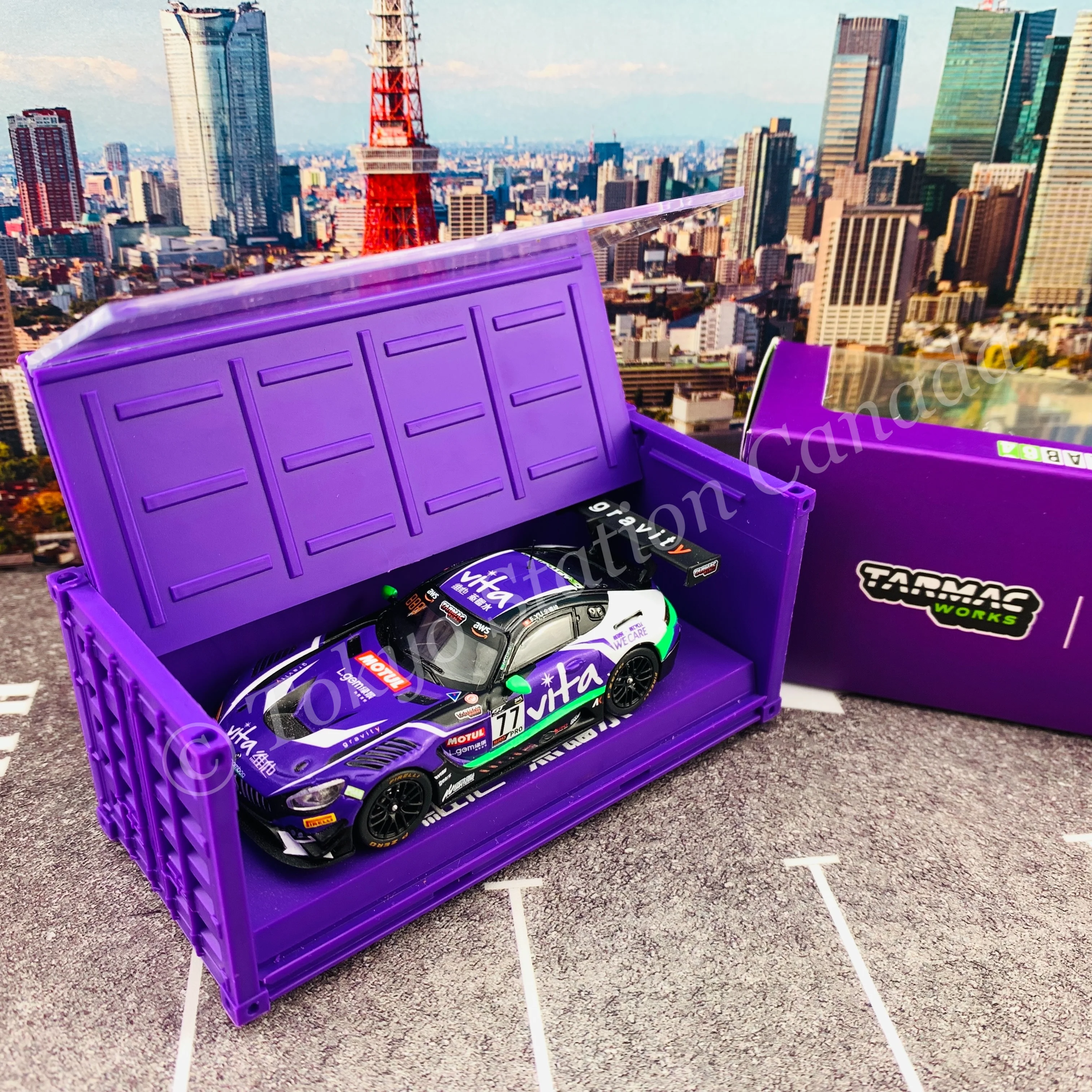 Tarmac Works 1/64 COLLAB64 Mercedes-AMG GT3 GT World Challenge Asia ESPORTS Championship 2020 Frank Yu (With Container) T64-008-WATER - Image 6