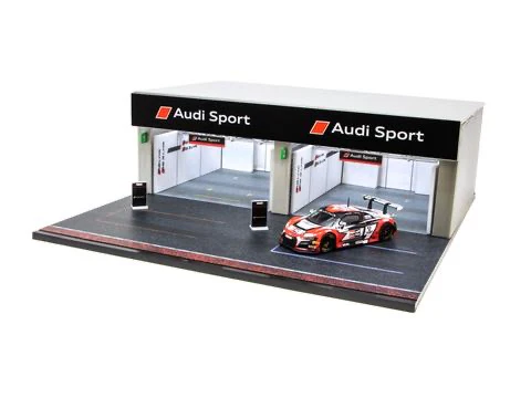 Tarmac Works 1/64 Pit Garage Diorama - Audi Sport - DIORAMA64 T64D-001-AS Includes T64-007-18BGTA5 Audi R8 LMS Blancpain GT Series Asia 2018 - Image 5