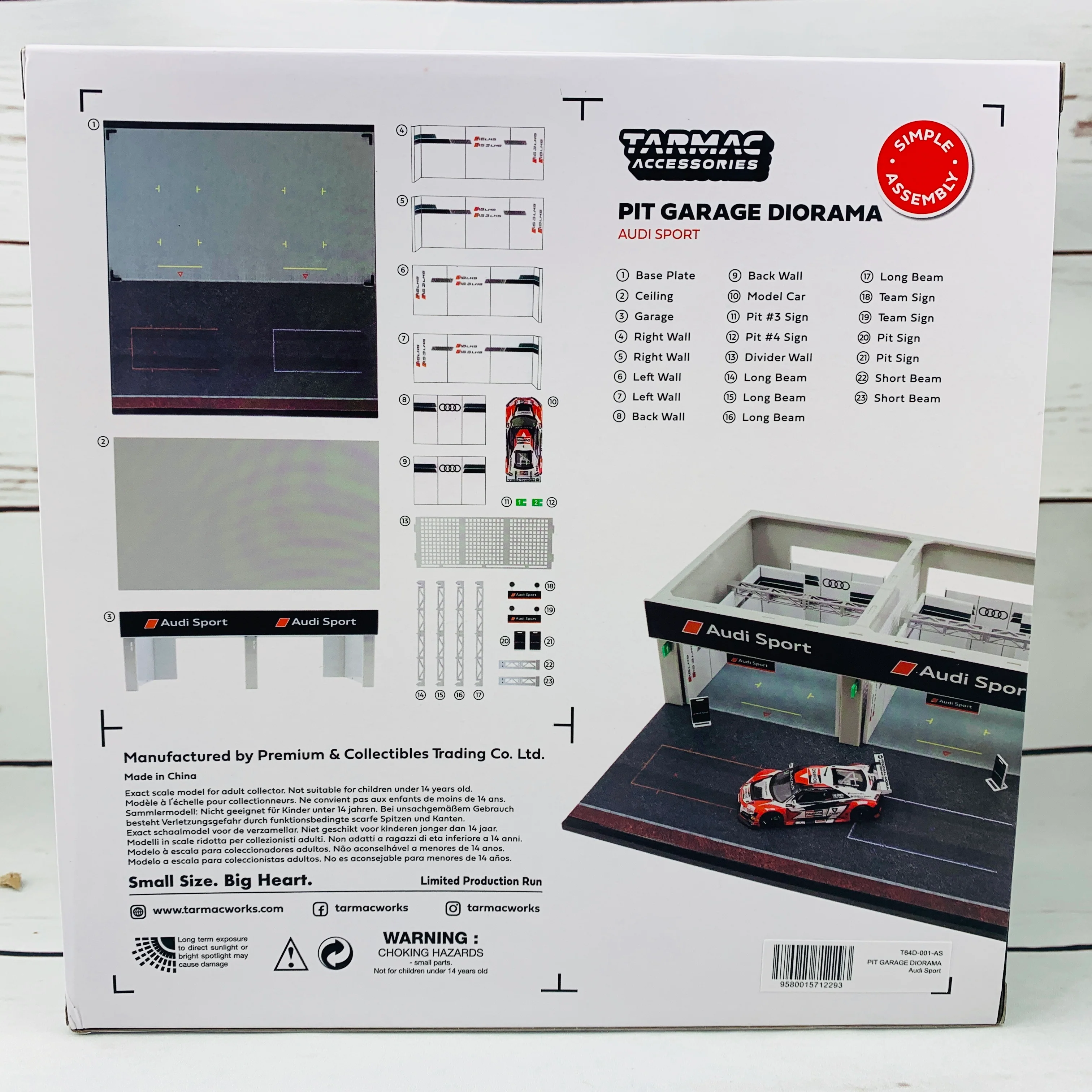 Tarmac Works 1/64 Pit Garage Diorama - Audi Sport - DIORAMA64 T64D-001-AS Includes T64-007-18BGTA5 Audi R8 LMS Blancpain GT Series Asia 2018 - Image 9