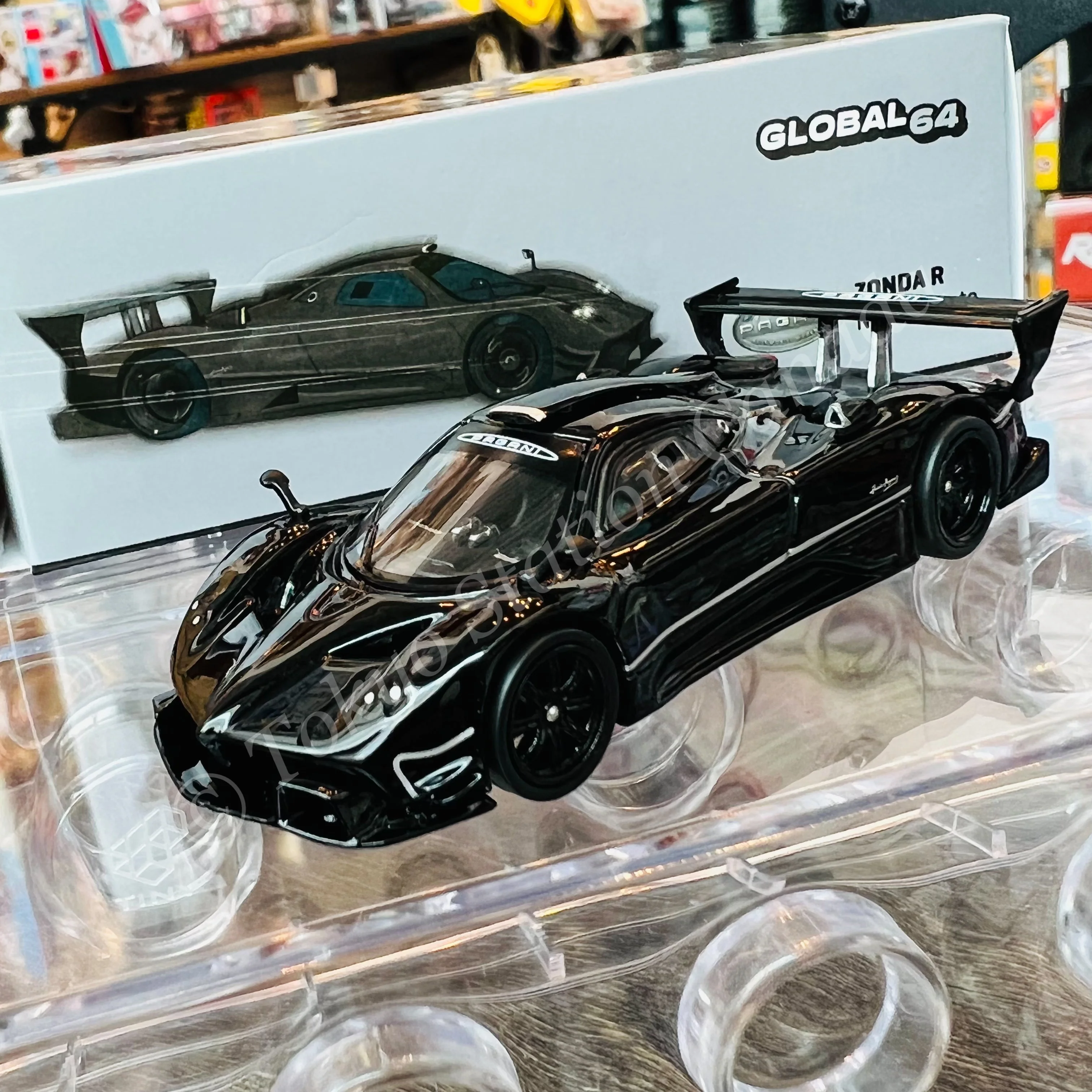 TARMAC WORKS 1/64 GLOBAL64 PAGANI ZONDA R Nero Galante CLDC Exclusive T64G-TL015-BK - Image 2