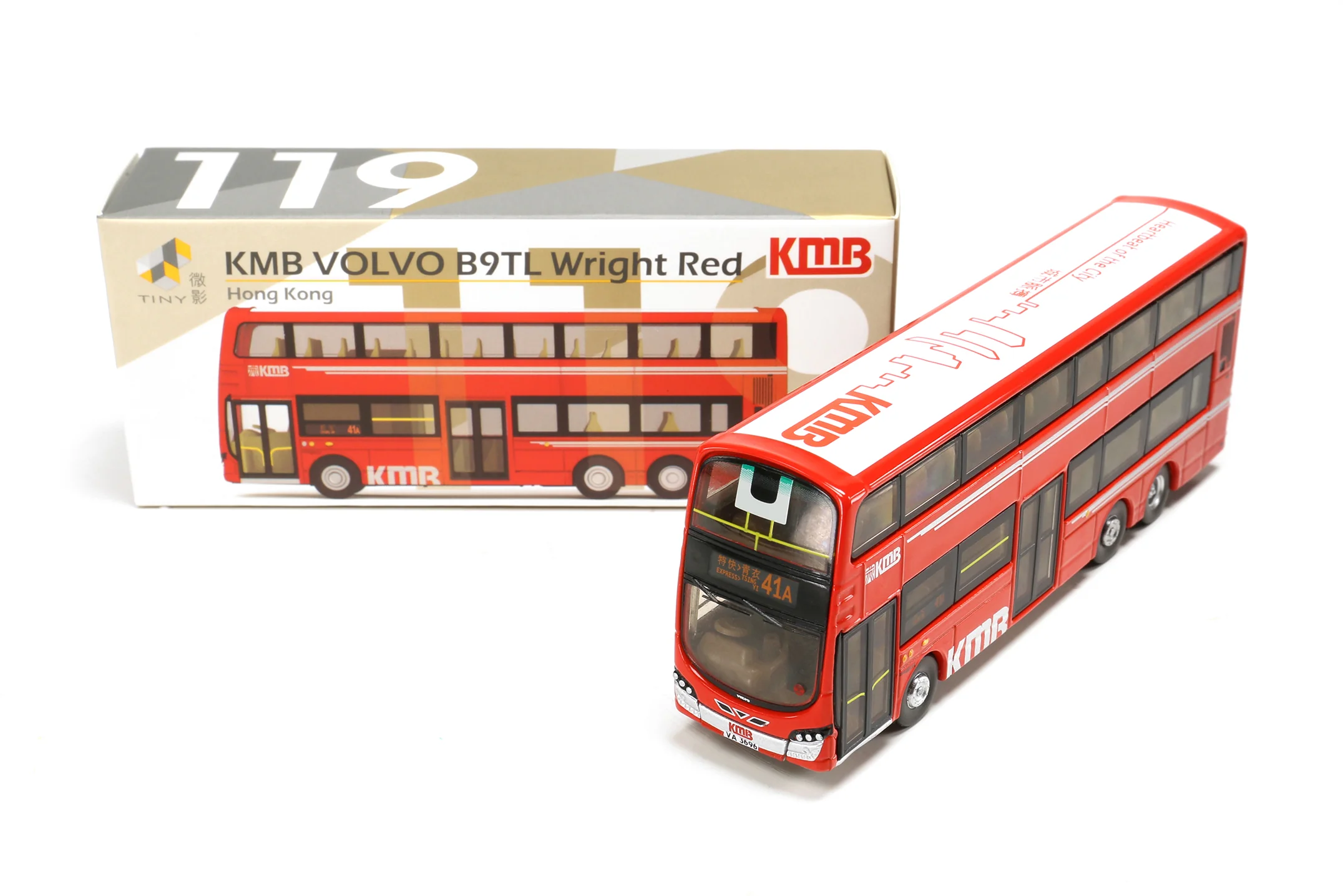 Tiny 微影 119 KMB Volvo B9TL Wright Red (Express > Tsing Yi 41A) 前衛富豪B9TL 紅色 （特快>青衣41A) AKMB-M-2017080 - Image 5