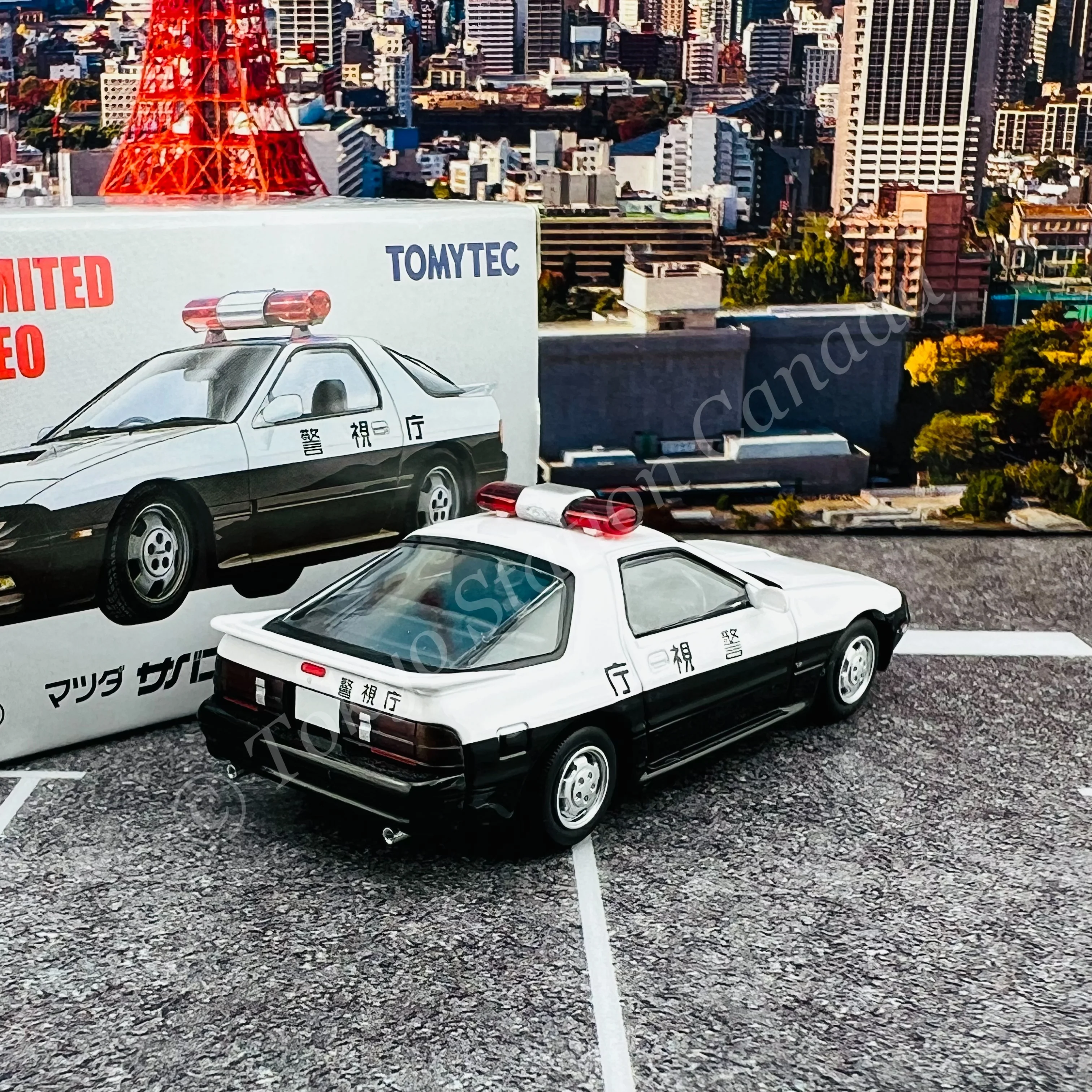 TOMYTEC TLVN 1/64 Mazda Savannah RX7 Patrol Car (Metropolitan Police Department) LV-N214a - Image 3