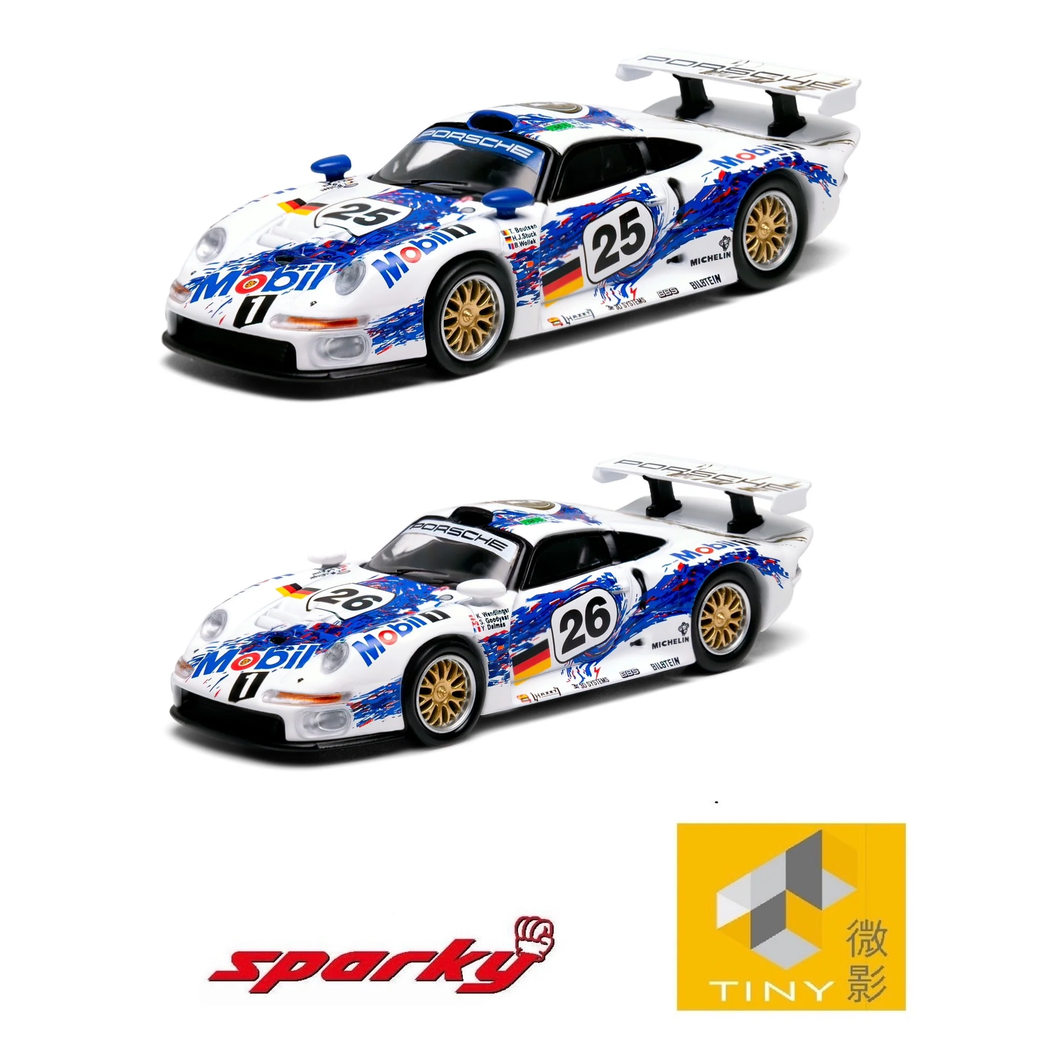 SPARKY x TINY 1/64 Sparky x Tiny 1/64 Porsche 911 GT1 2-car set 24h Le Mans 1996 #25 & #26 (Tiny Exclusive) YCOMBO64013