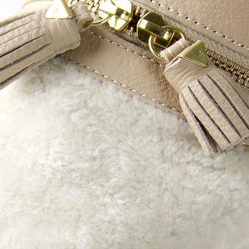 Leather Drum Cylinder Shoulder Bag - Off White - Image 4