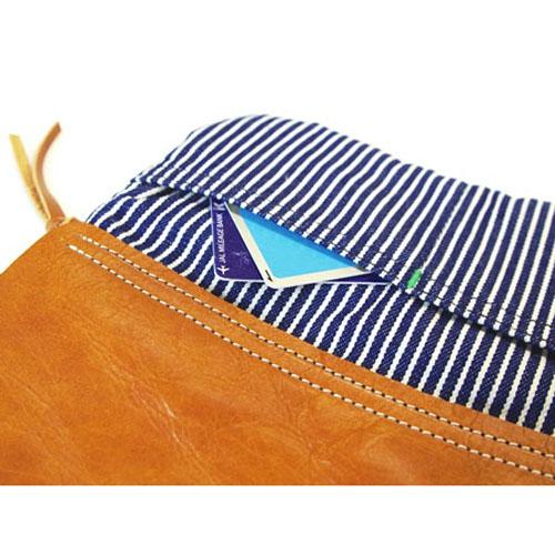 Denim + Leather Pouch - Stripe - Image 2