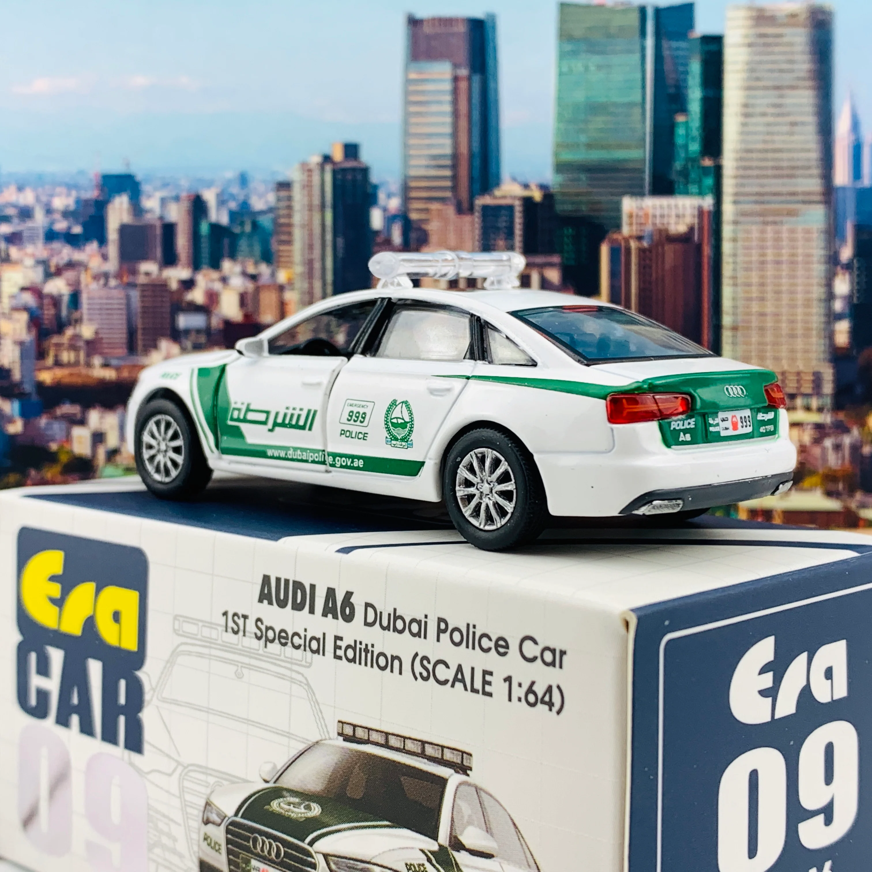 ERA CAR 09 Audi A6 Dubai Police Car 1ST Special Edition (1/64 ) AU19A6RF09 - Image 4